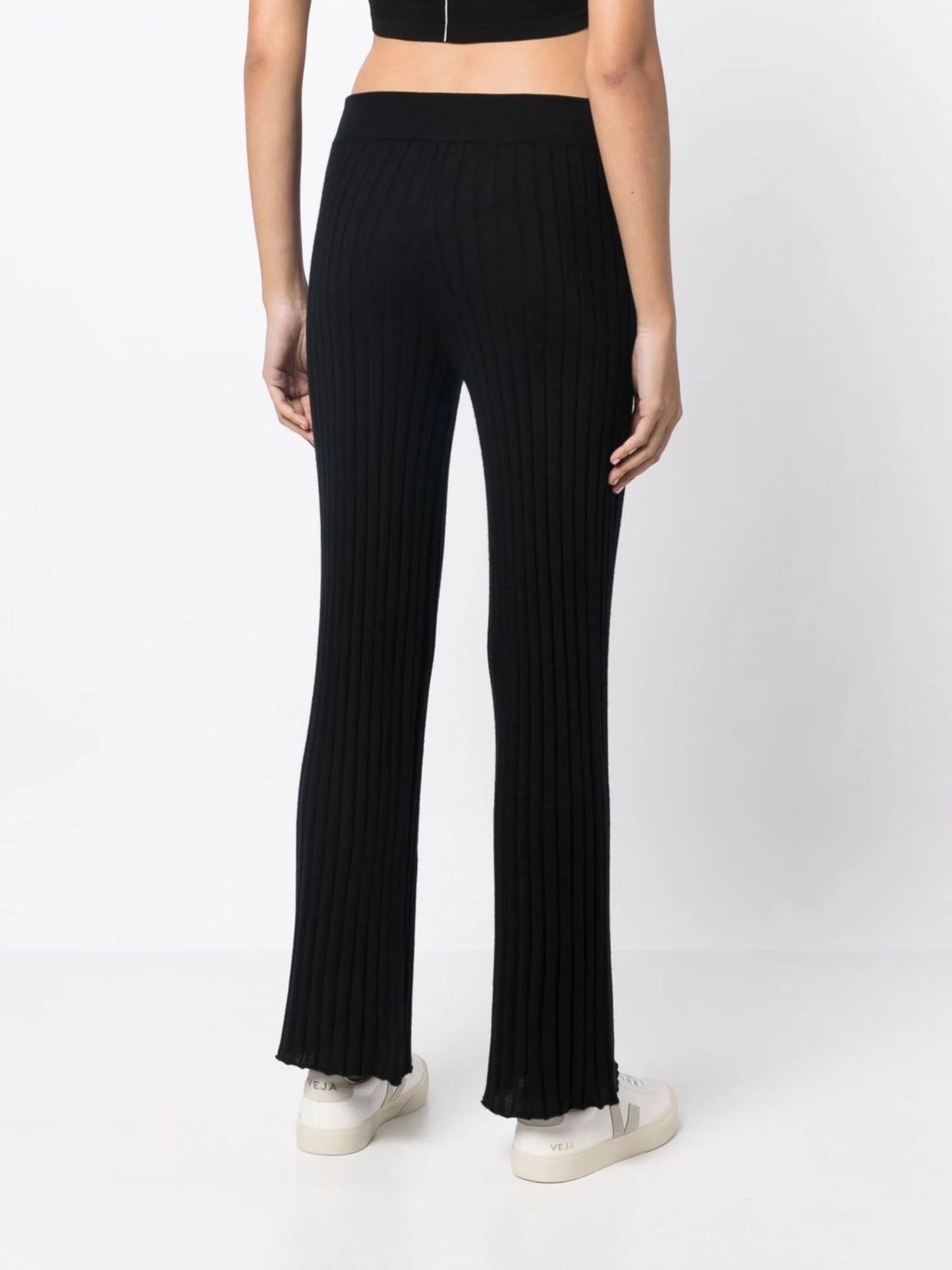 high-waisted straight-leg trousers