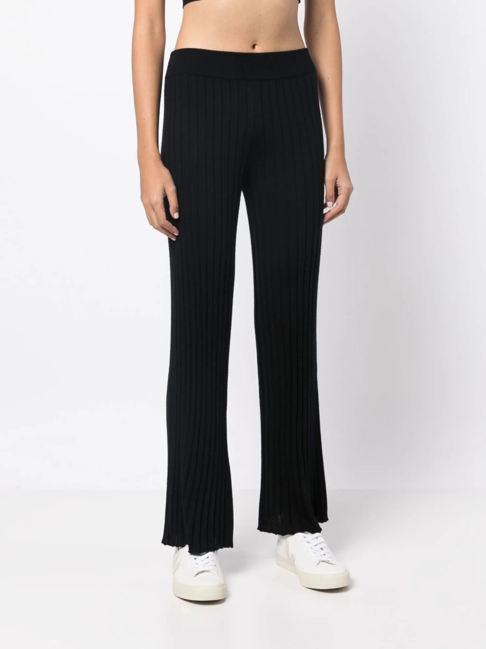 high-waisted straight-leg trousers