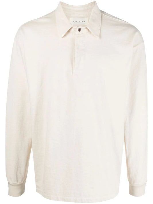 button-front long-sleeved polo shirt