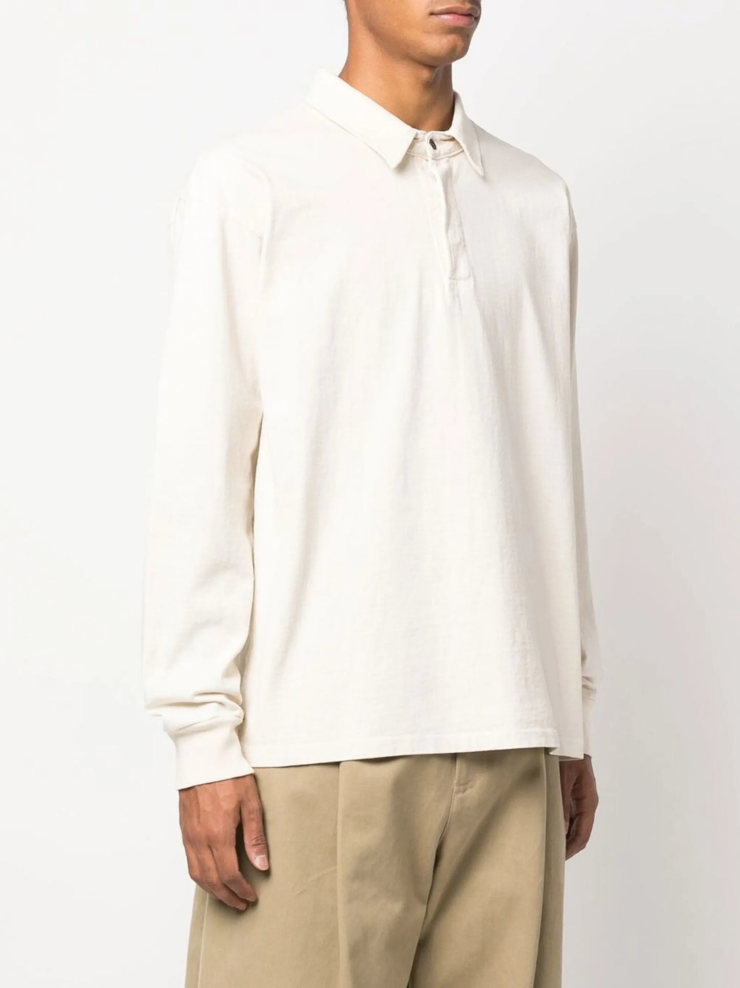 button-front long-sleeved polo shirt
