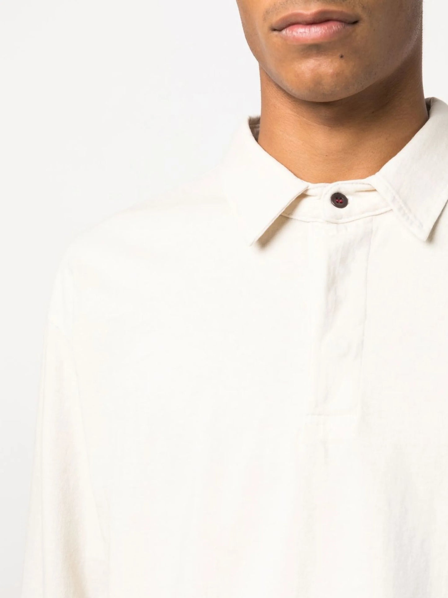 button-front long-sleeved polo shirt