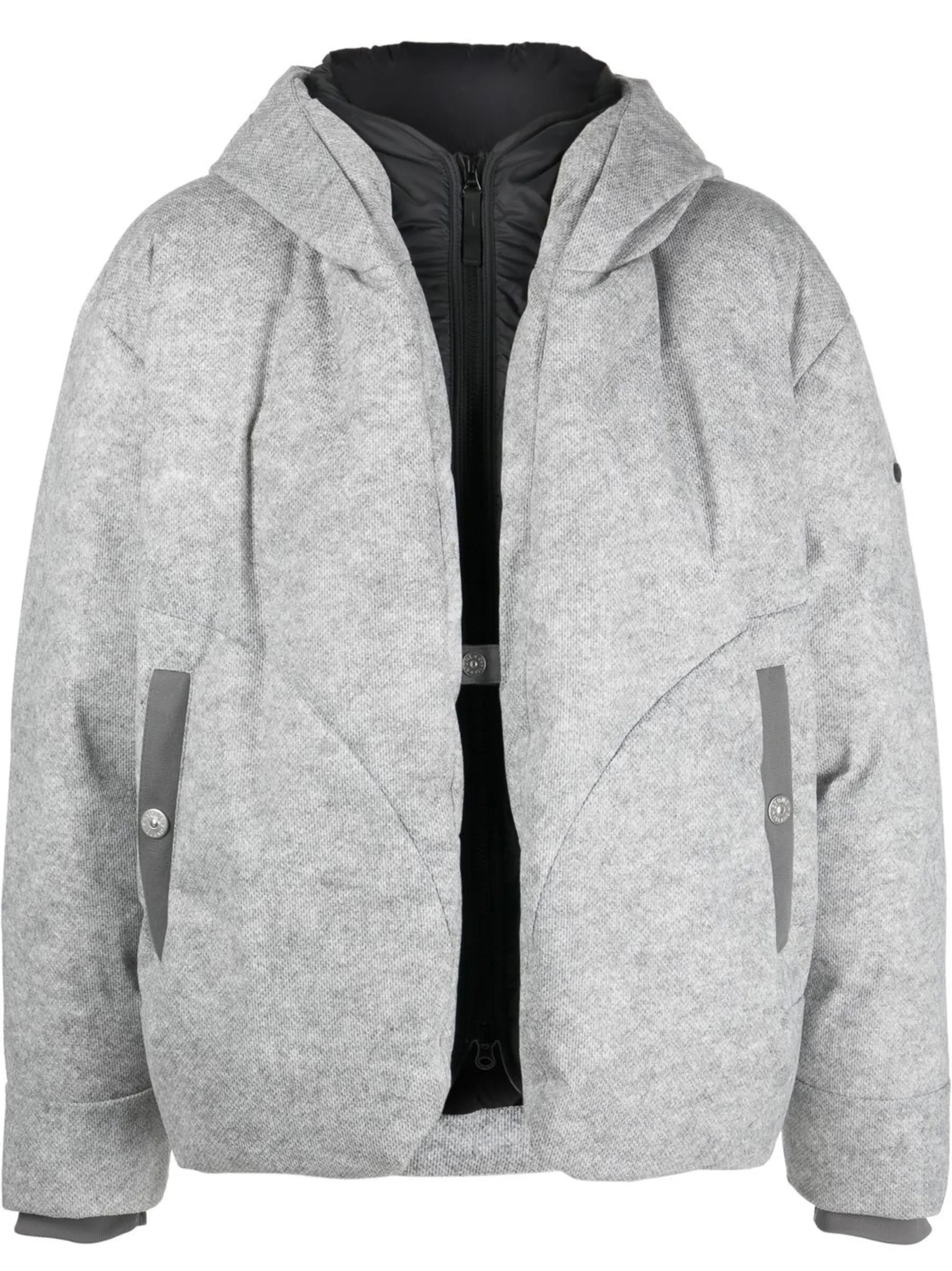 layered hooded zipped jacket