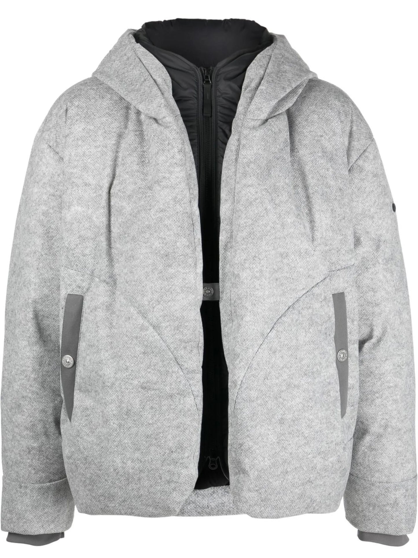 layered hooded zipped jacket