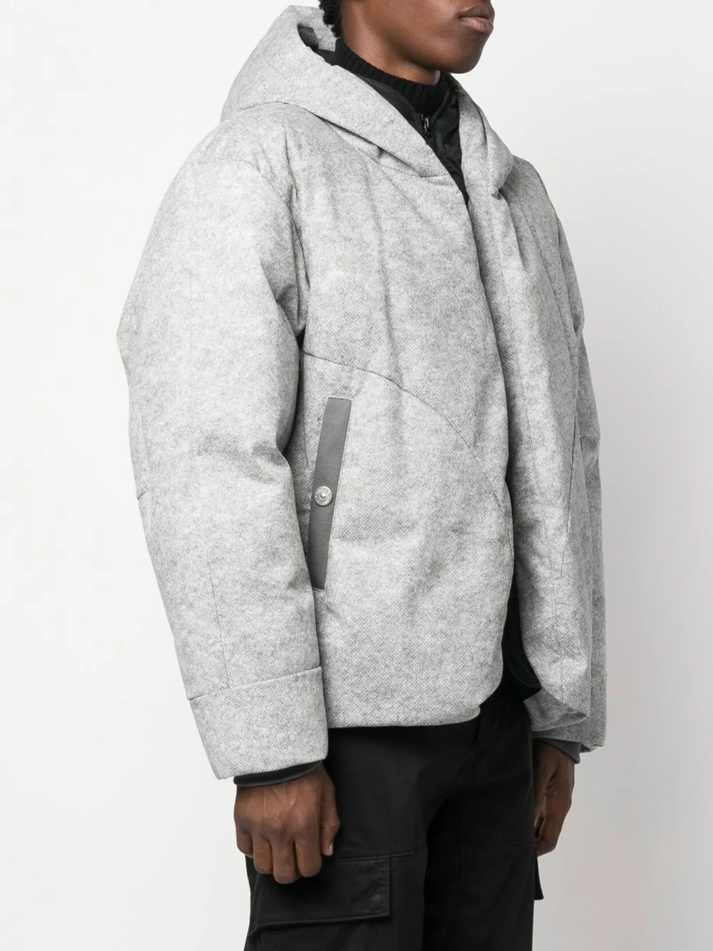 layered hooded zipped jacket