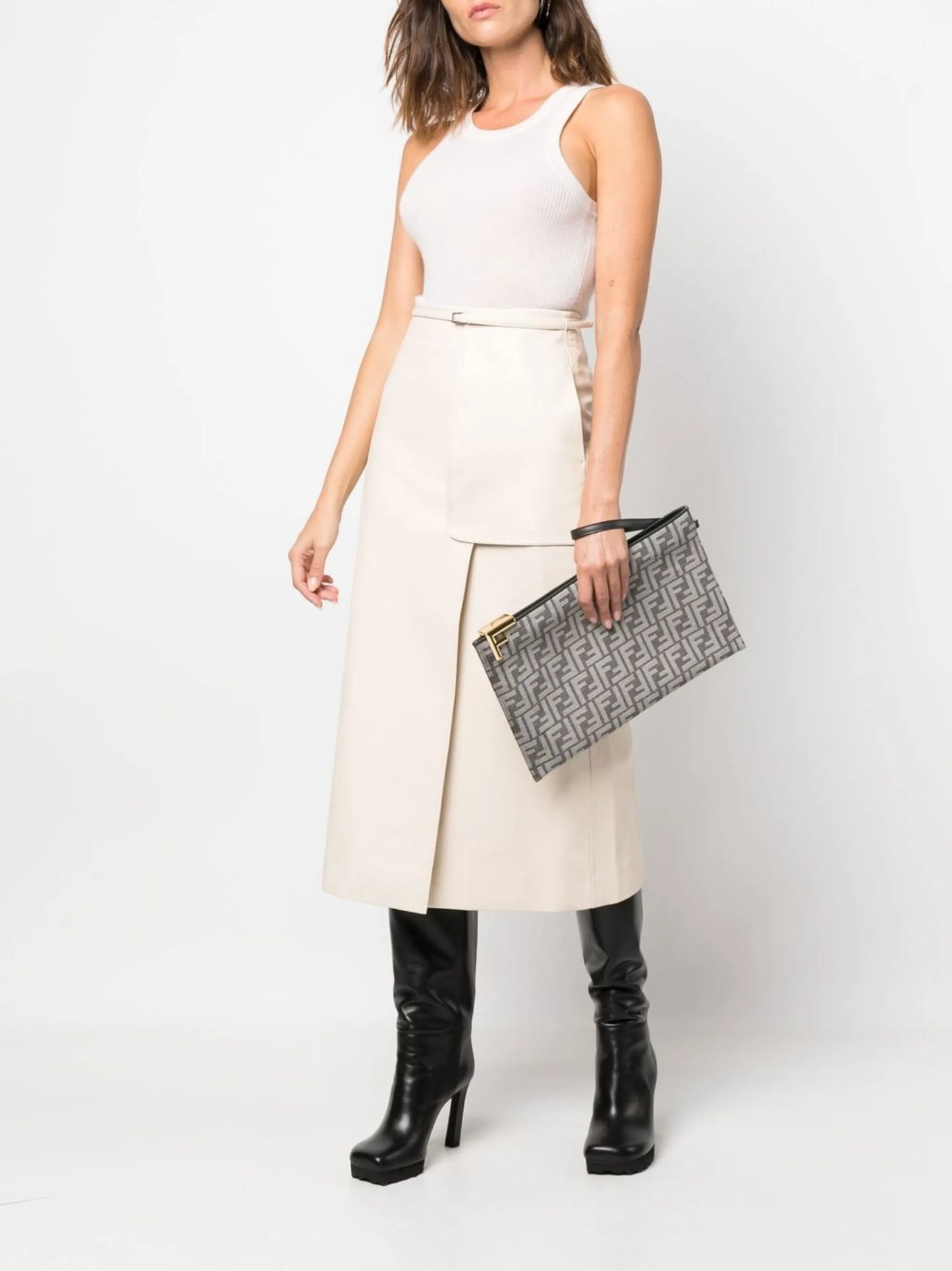 logo-jacquard clutch