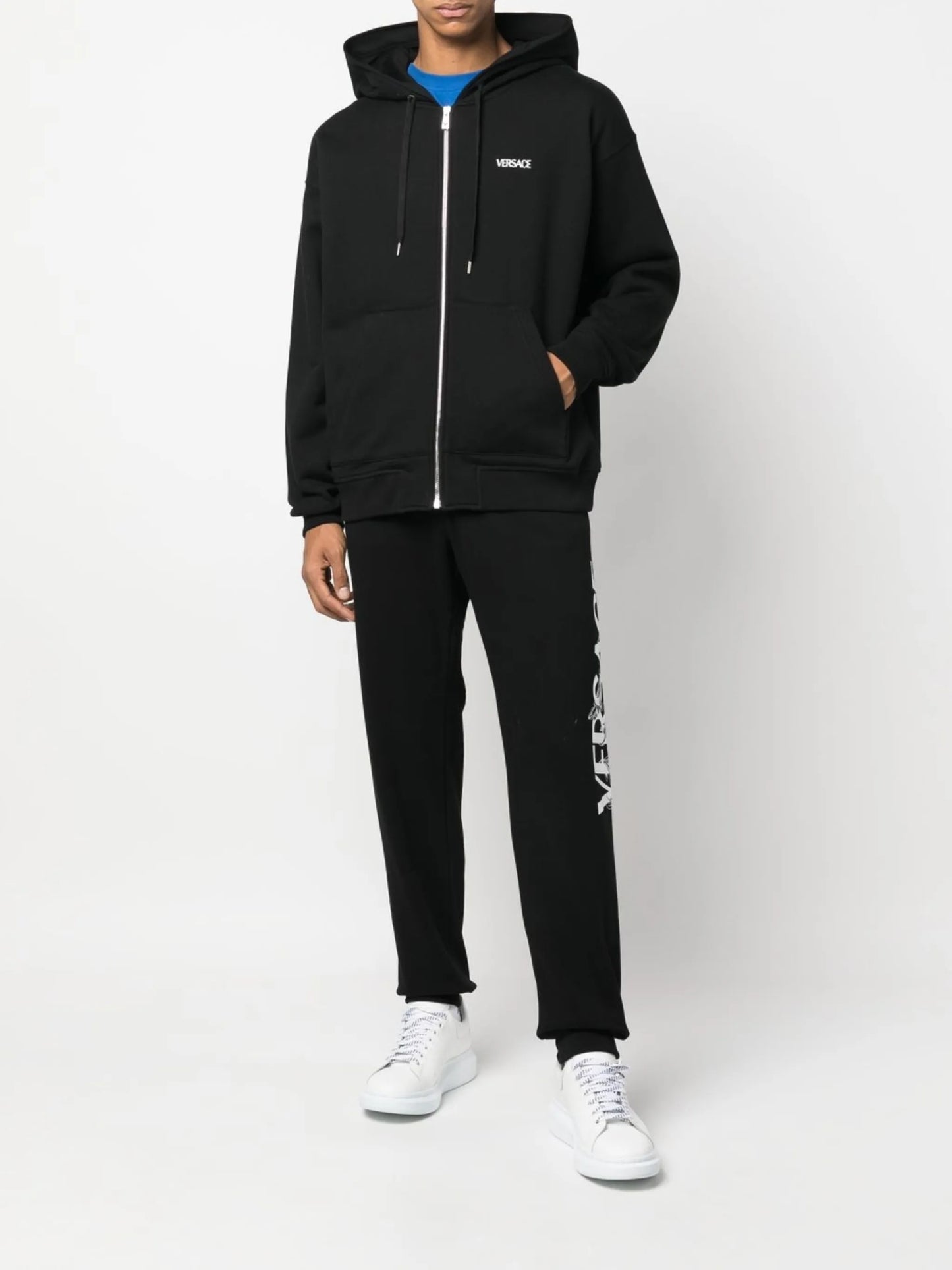 logo-print zip-fastening hoodie
