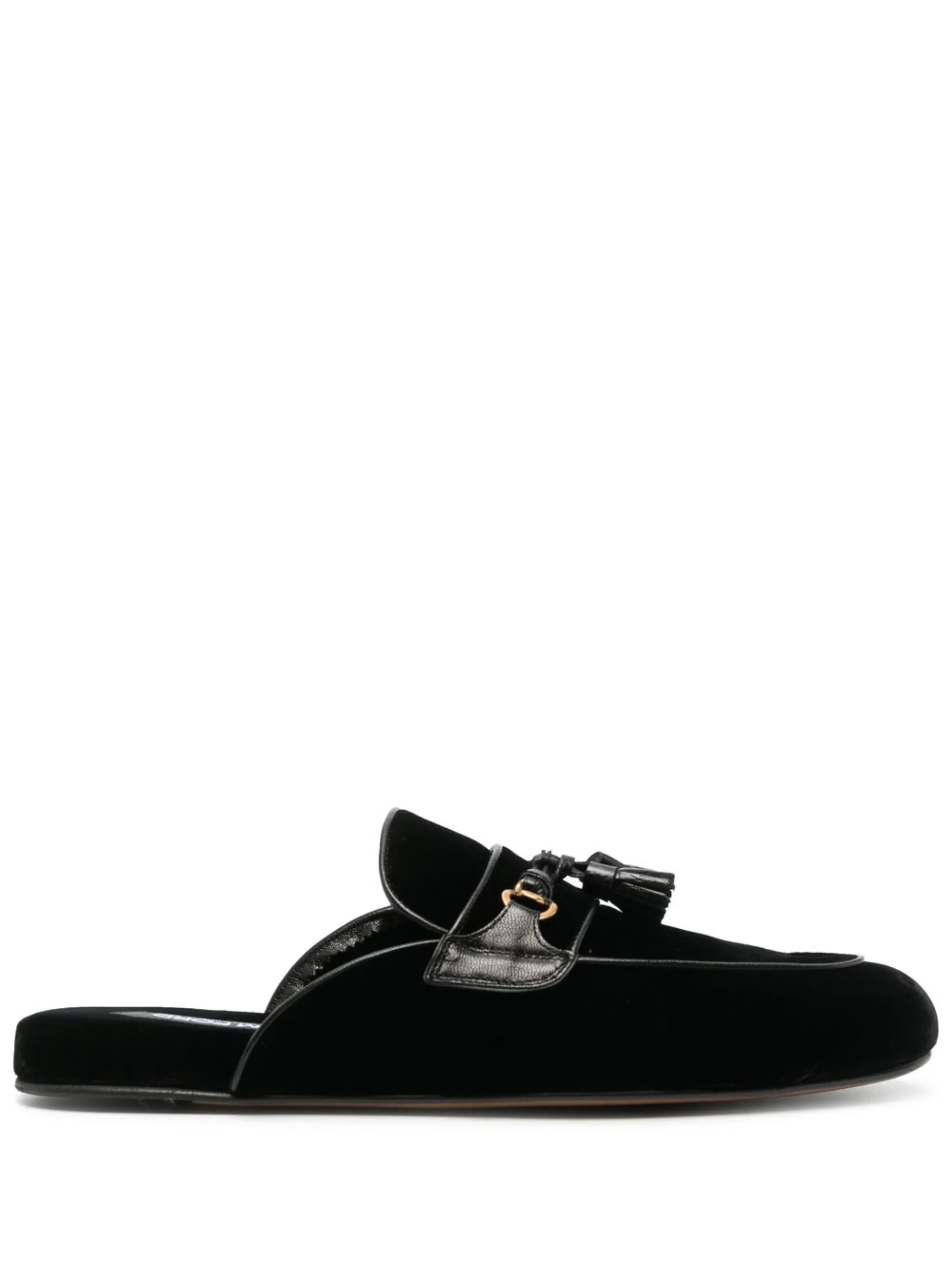 tassel-front velvet slippers