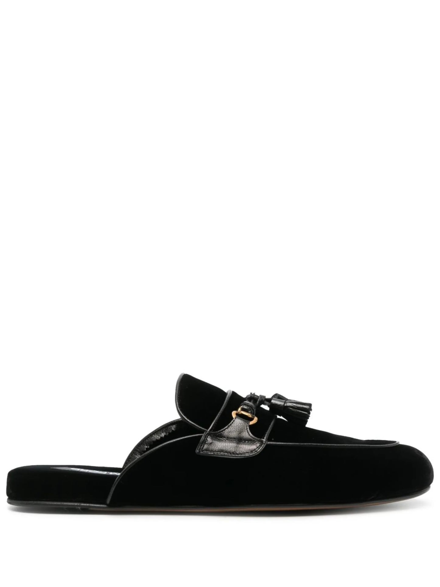 tassel-front velvet slippers