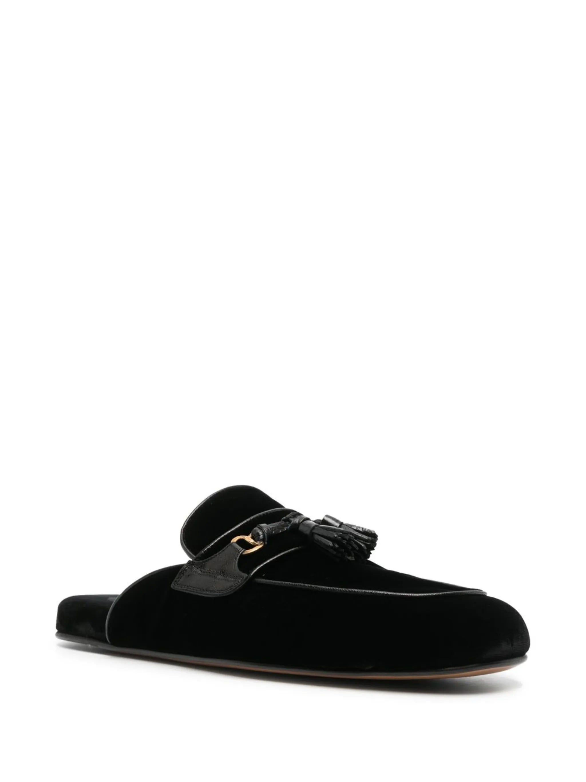 tassel-front velvet slippers