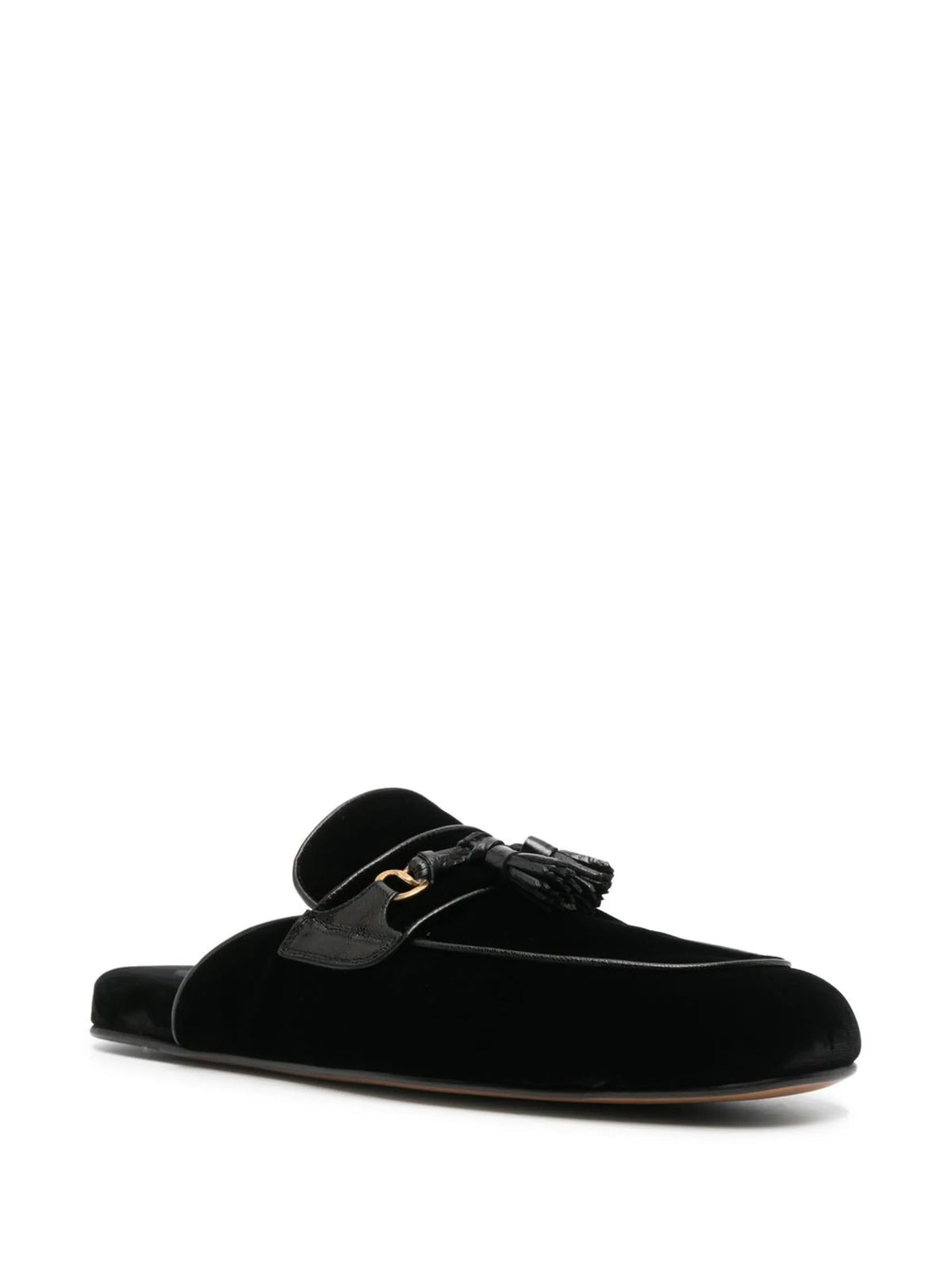 tassel-front velvet slippers