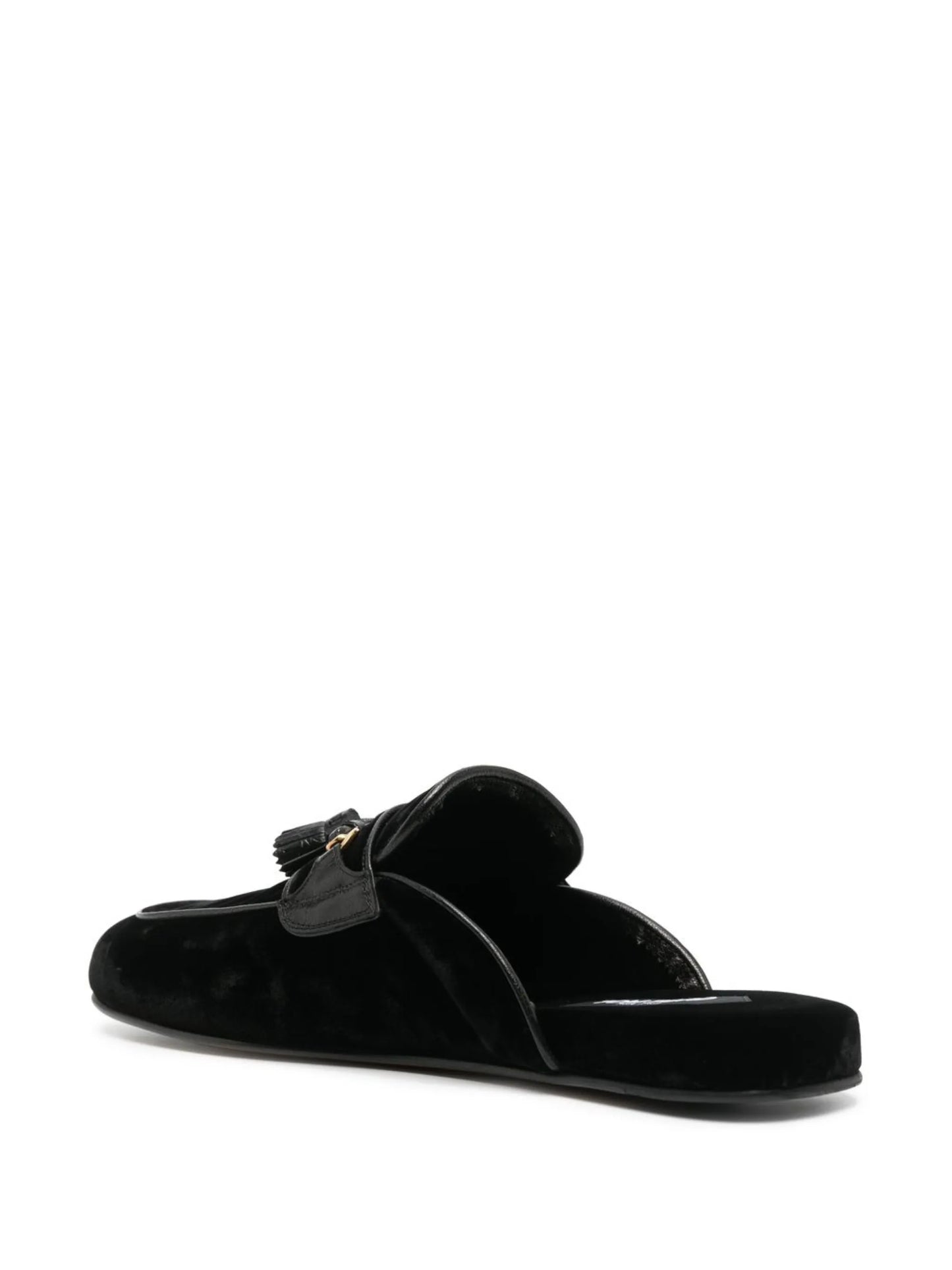 tassel-front velvet slippers