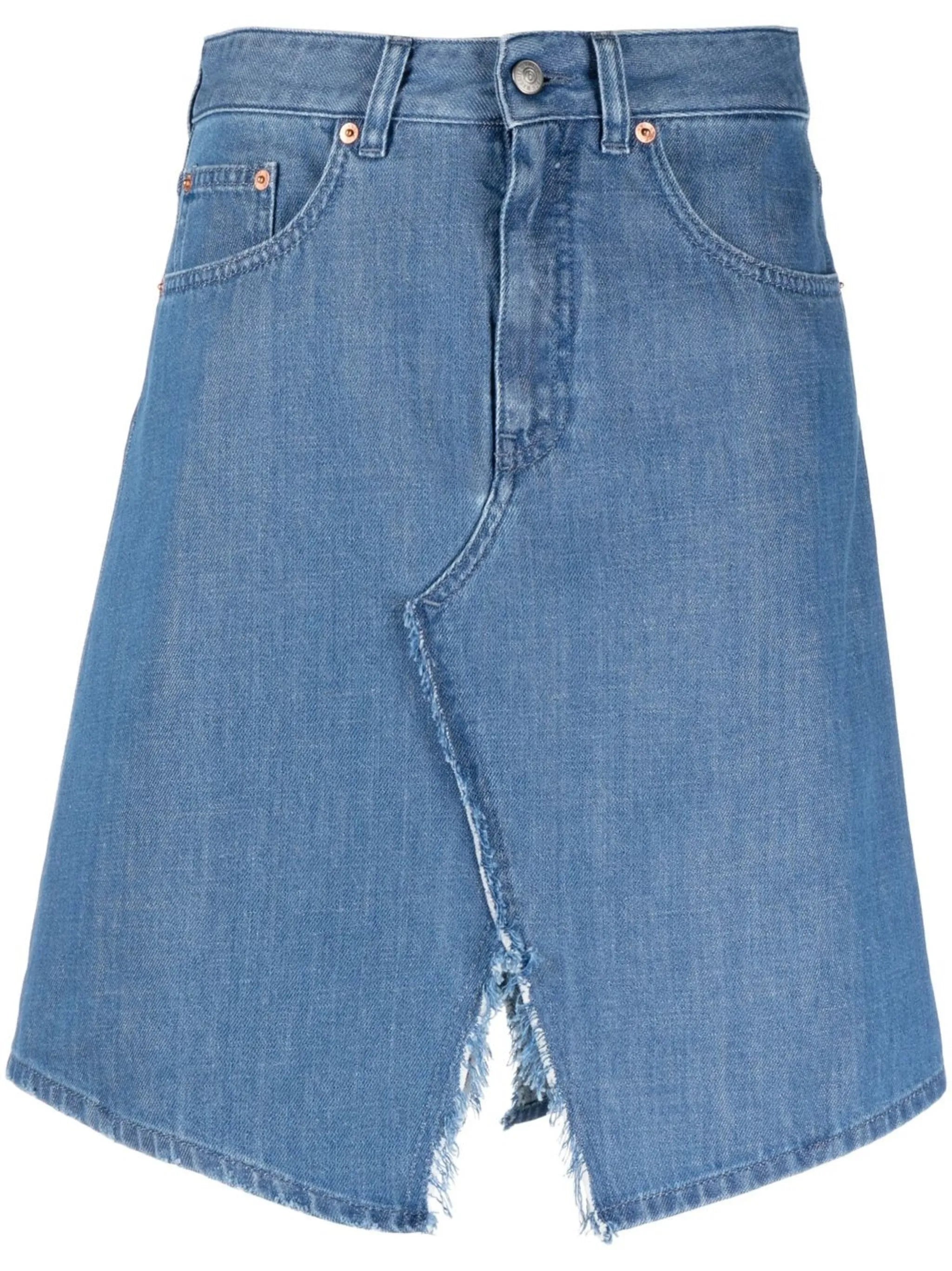 high-waisted denim skirt