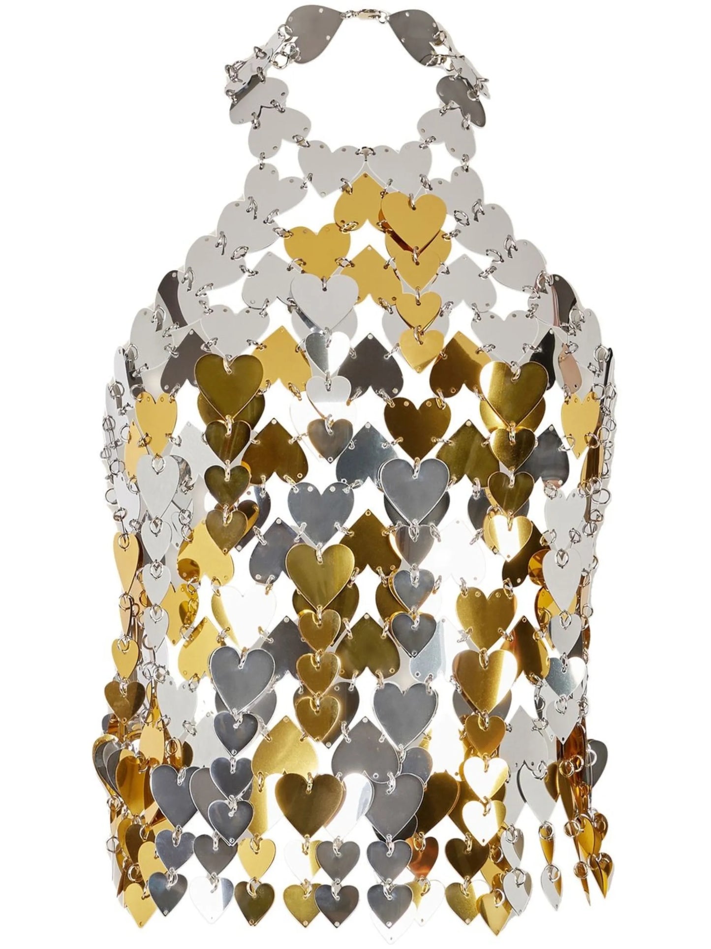 heart-paillettes metallic halterneck top