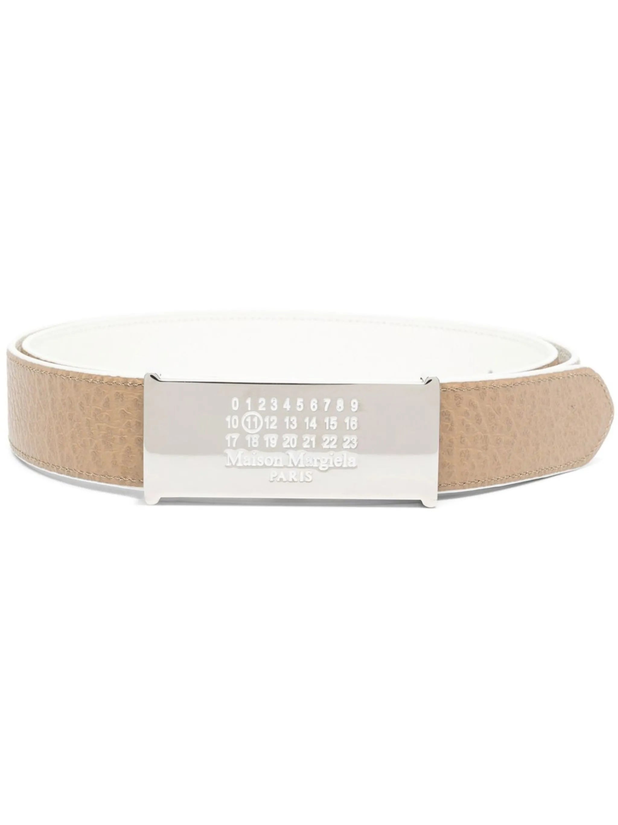 Numeric logo-plaque leather belt