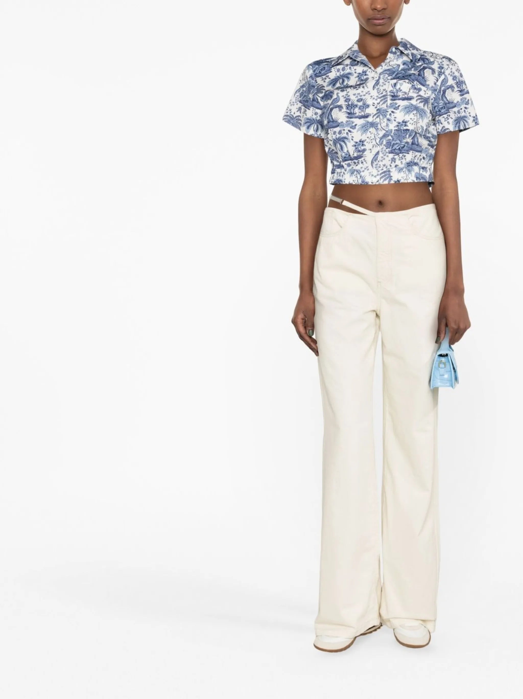 cut-out low-rise jeans