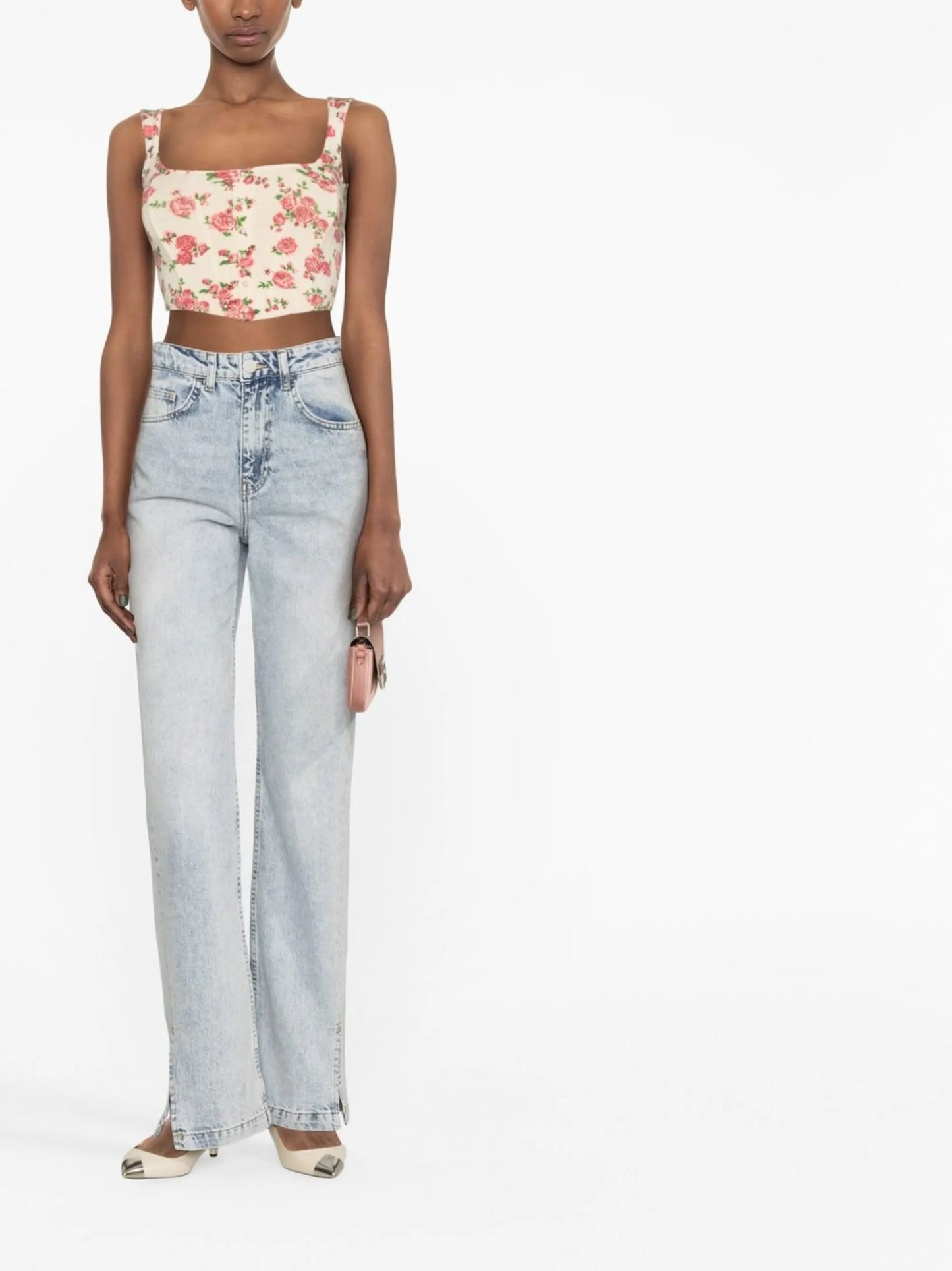 high-waisted flared jeans