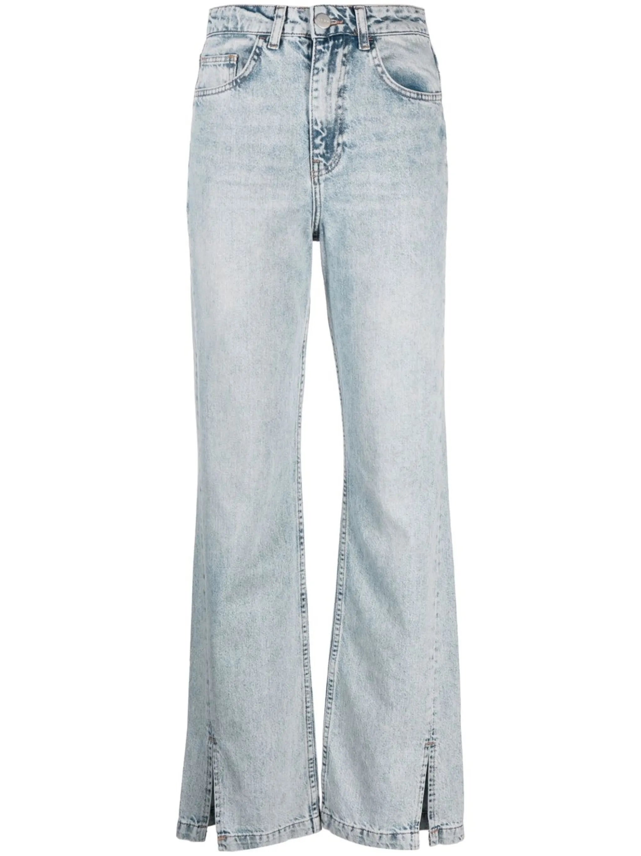 high-waisted flared jeans