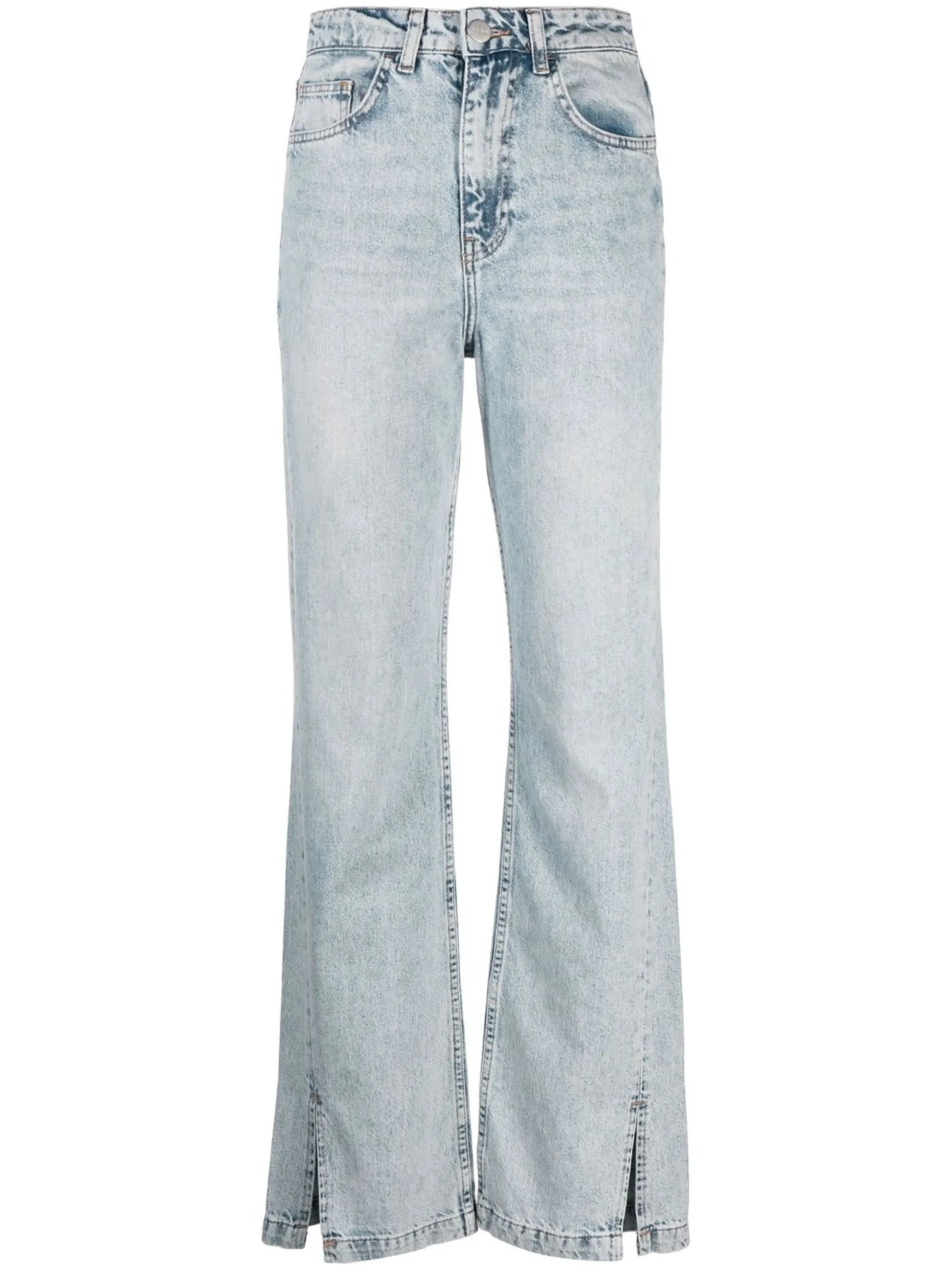 high-waisted flared jeans