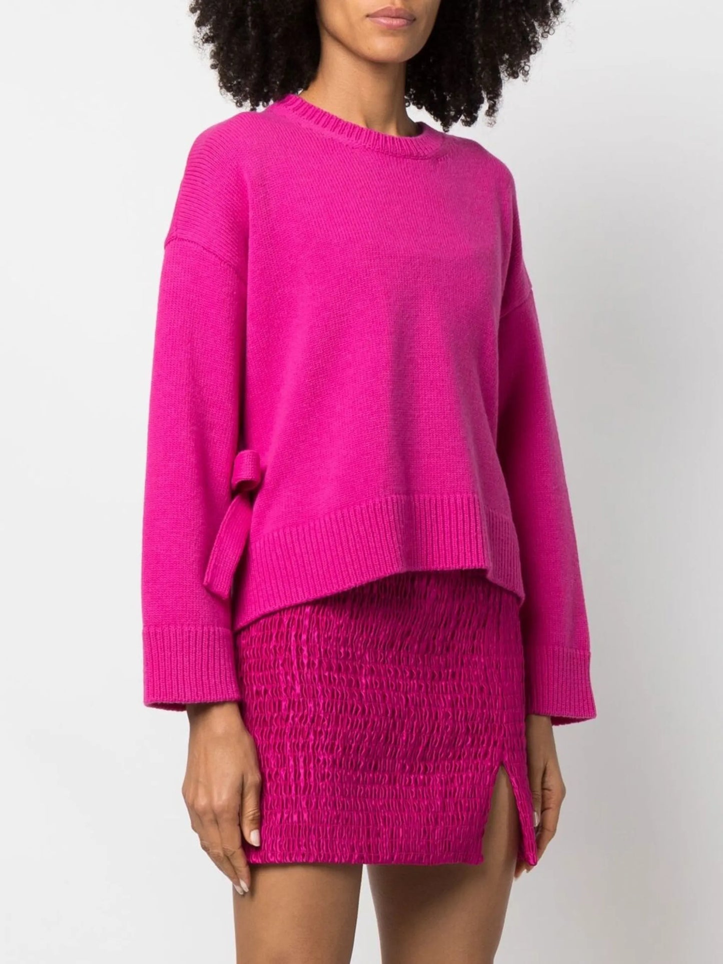 bow-embellished crew neck jumper