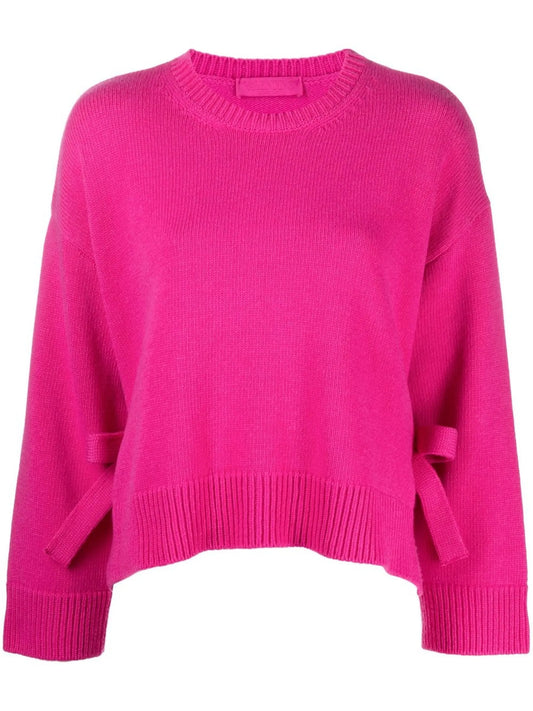 bow-embellished crew neck jumper