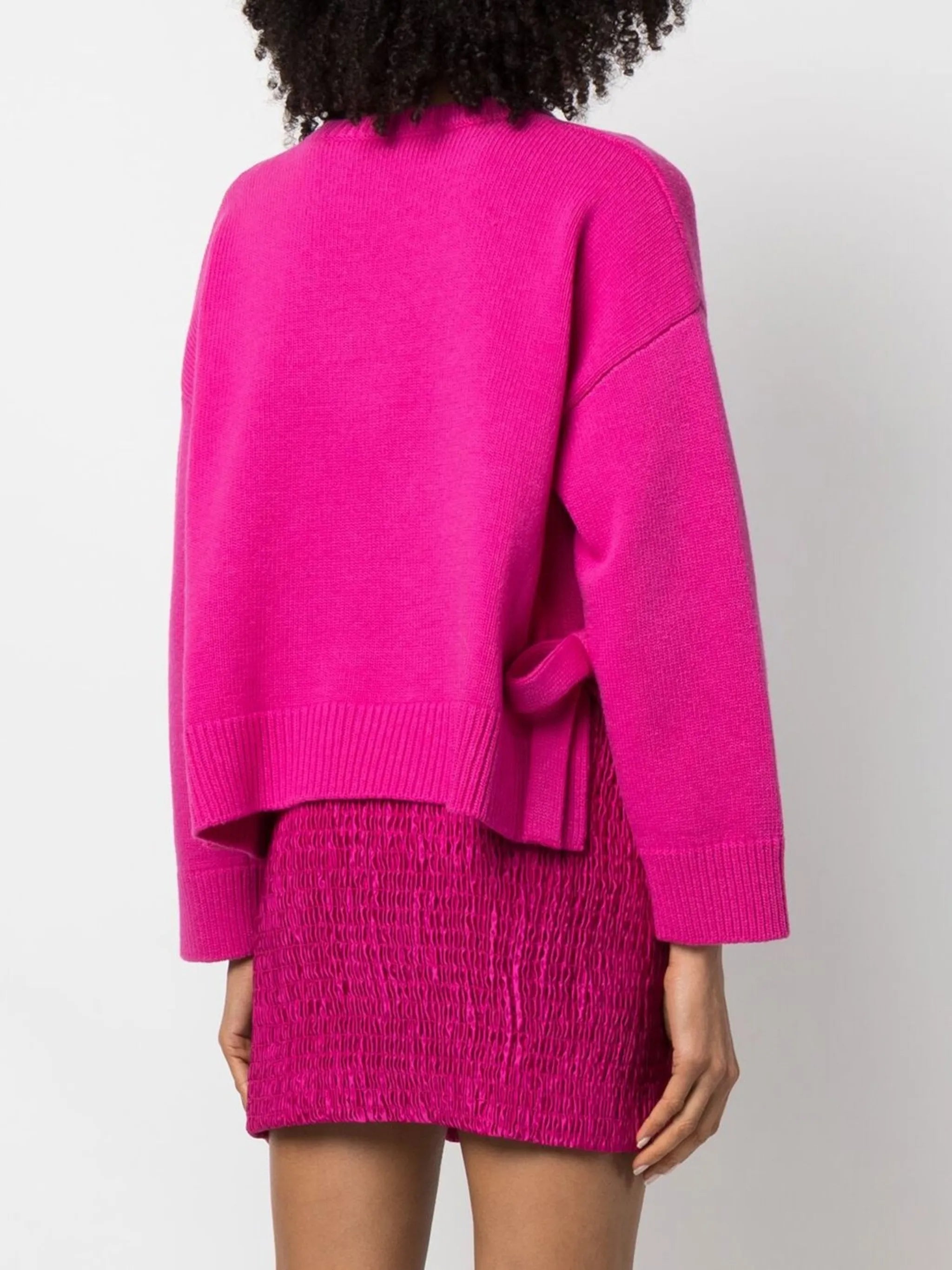 bow-embellished crew neck jumper