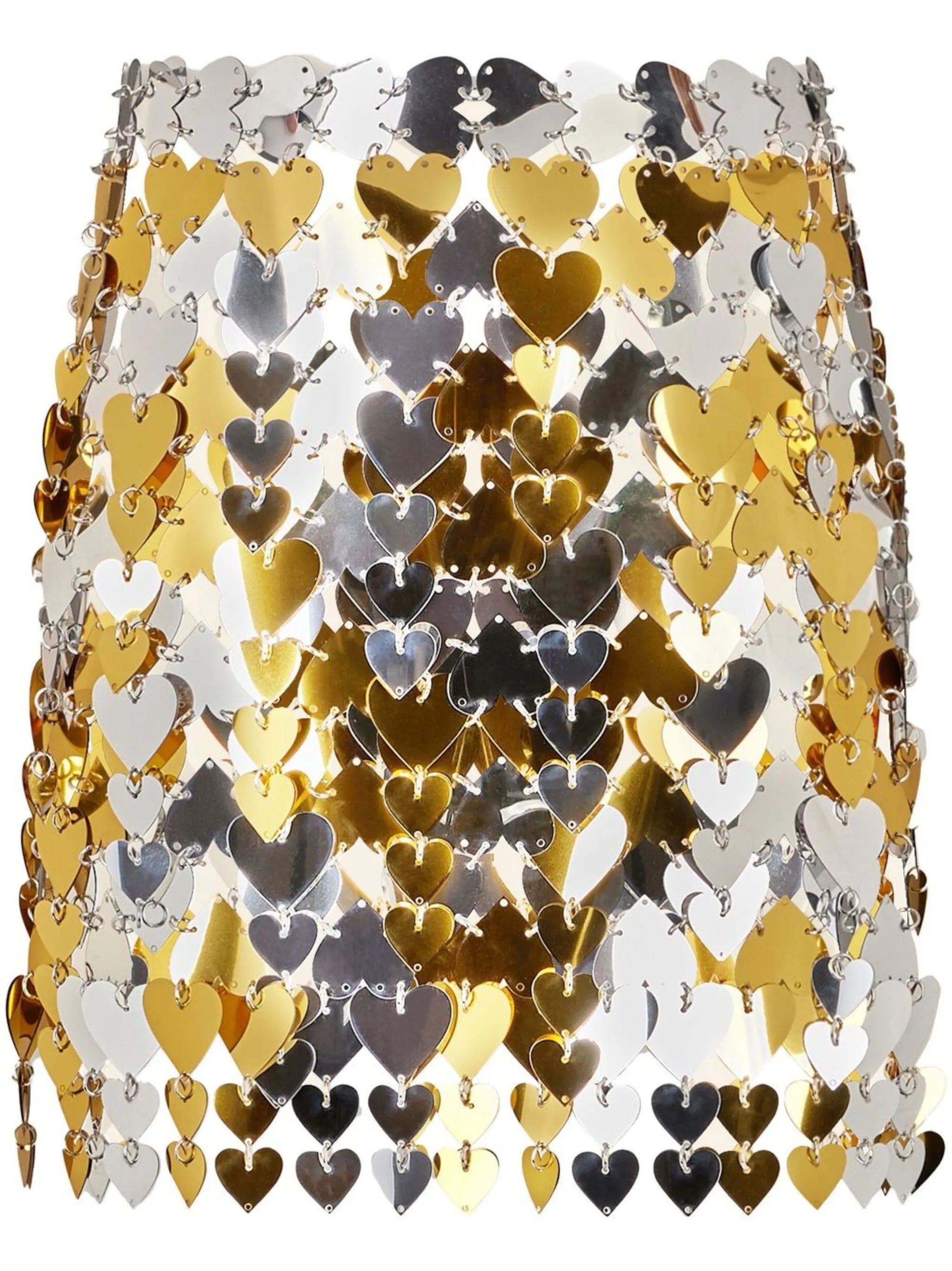 heart-paillettes chainmail mini skirt