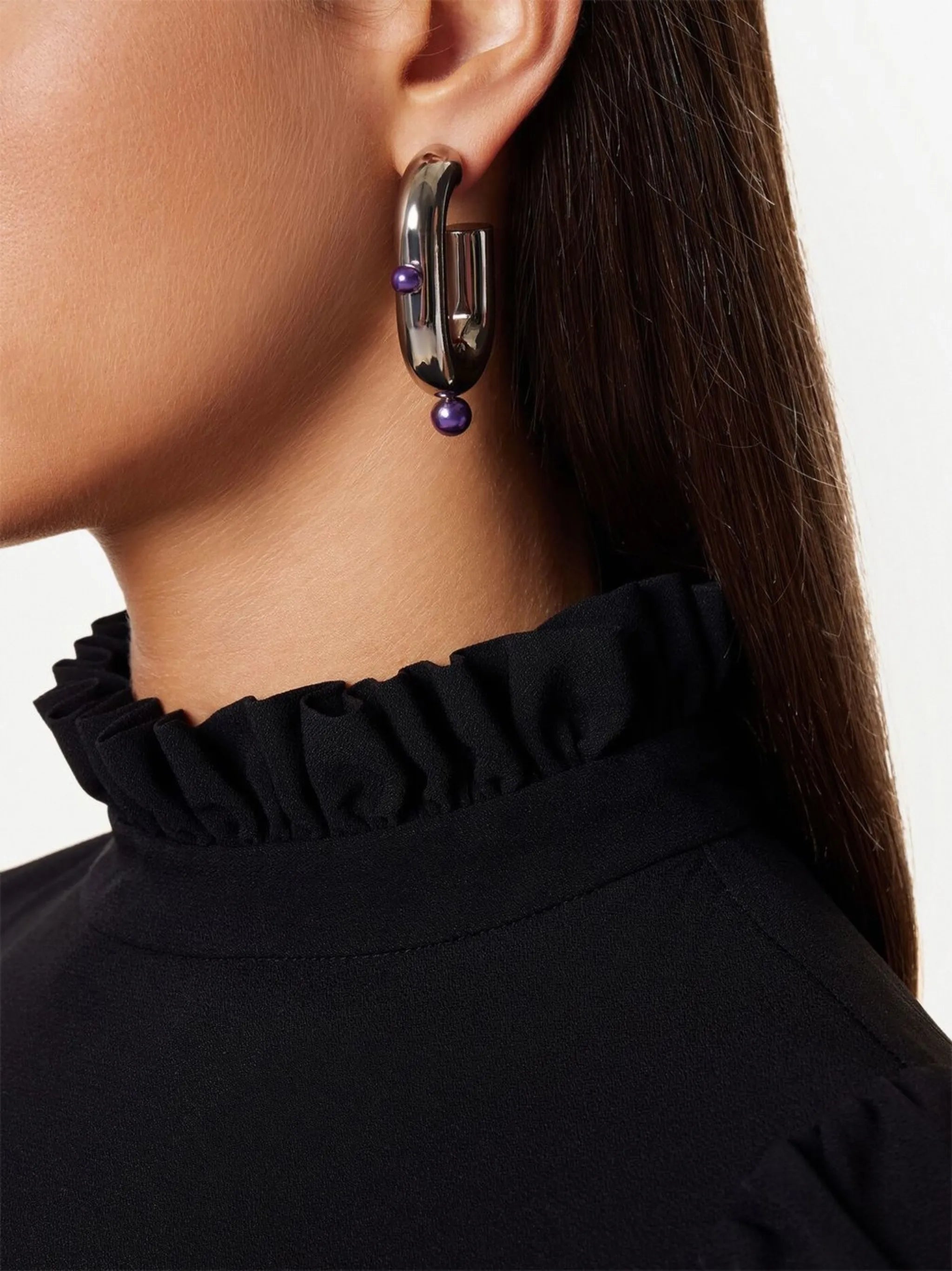 XL pearl-embellished link earrings