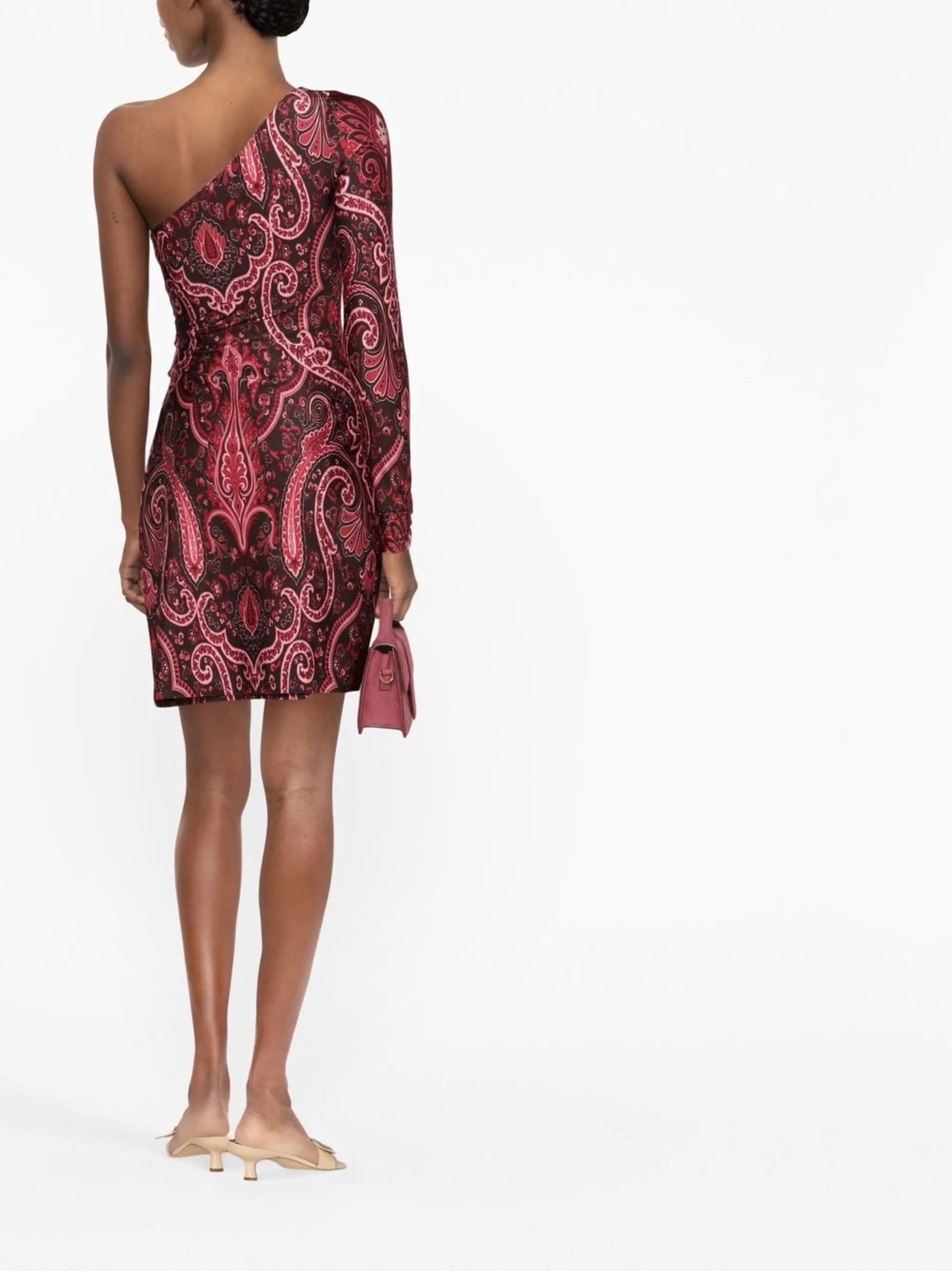 paisley-print one-shoulder dress