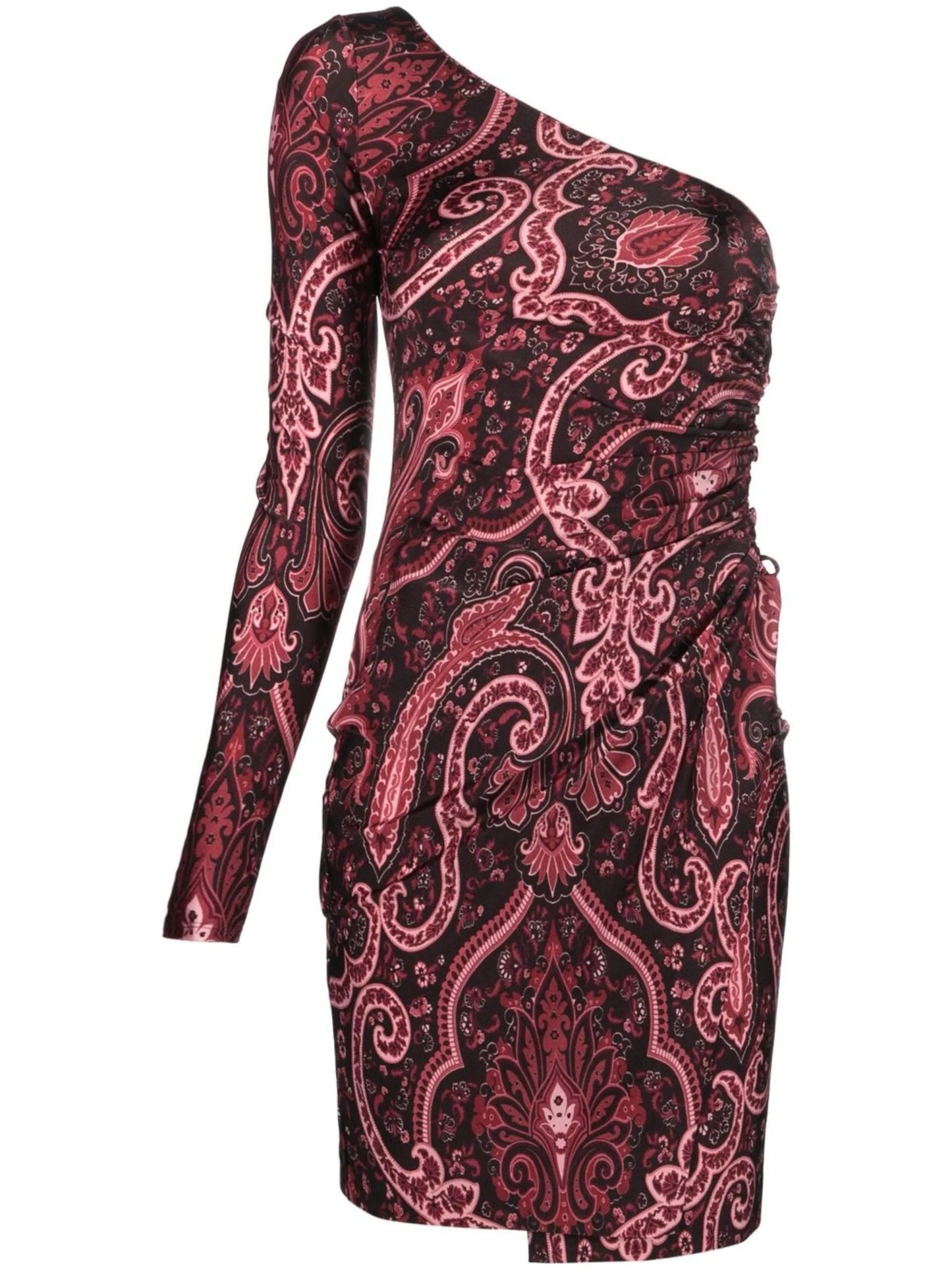 paisley-print one-shoulder dress