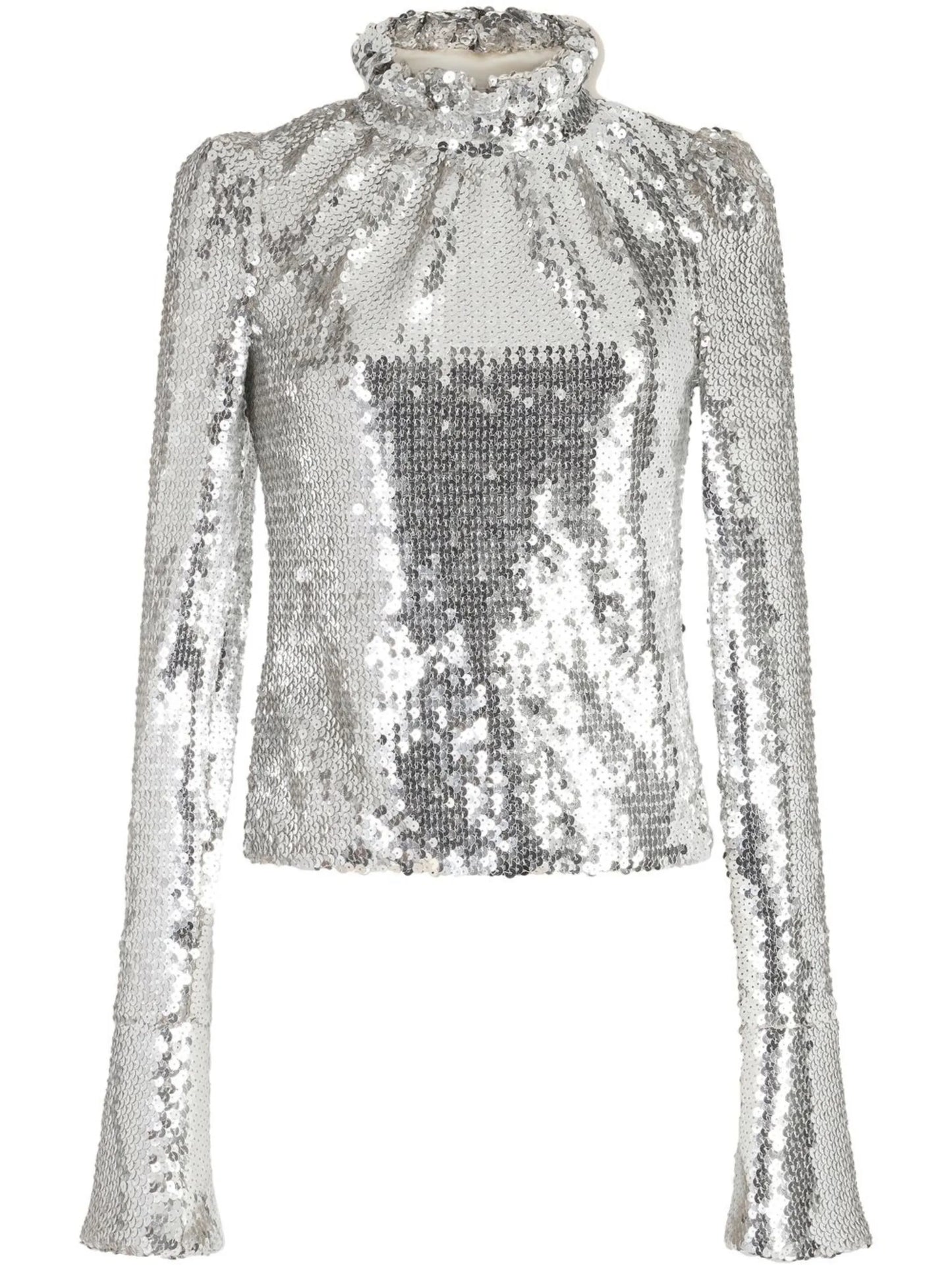 frill-neck sequined top