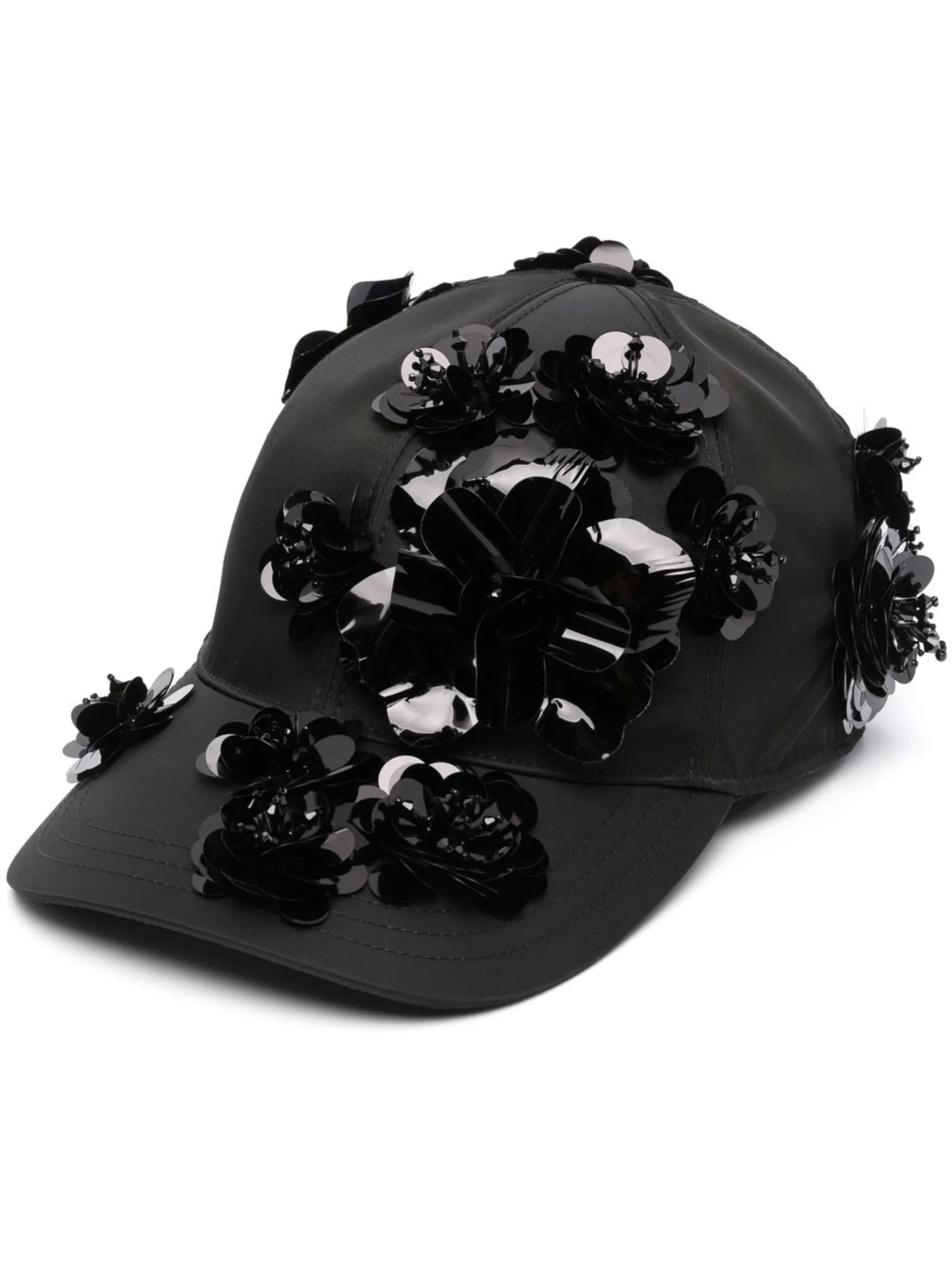 floral-appliqué baseball cap