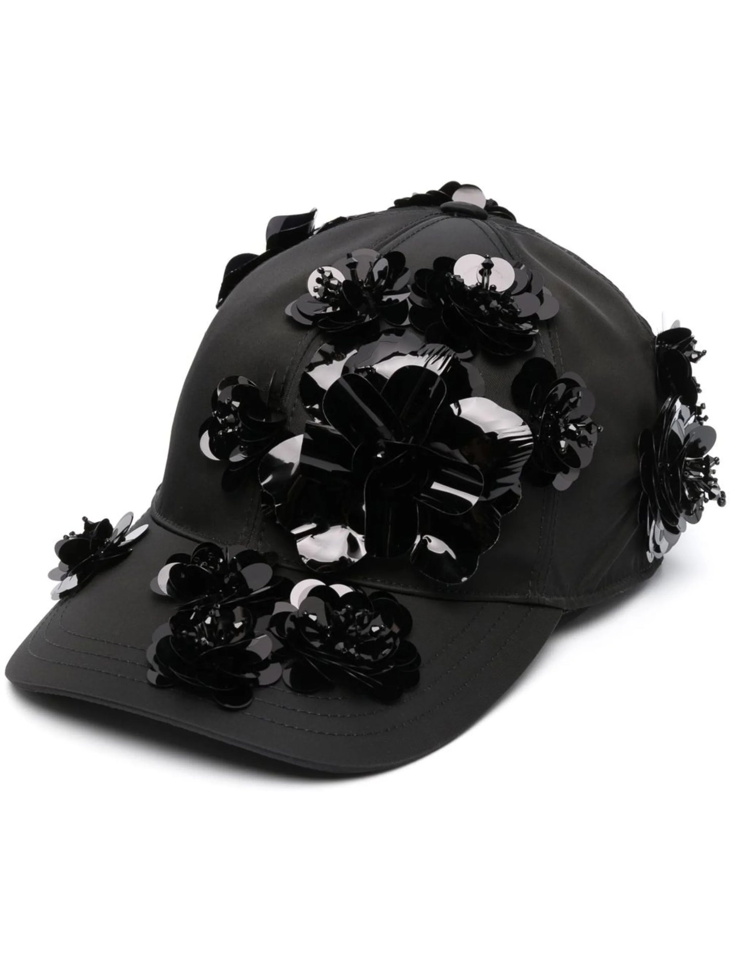 floral-appliqué baseball cap