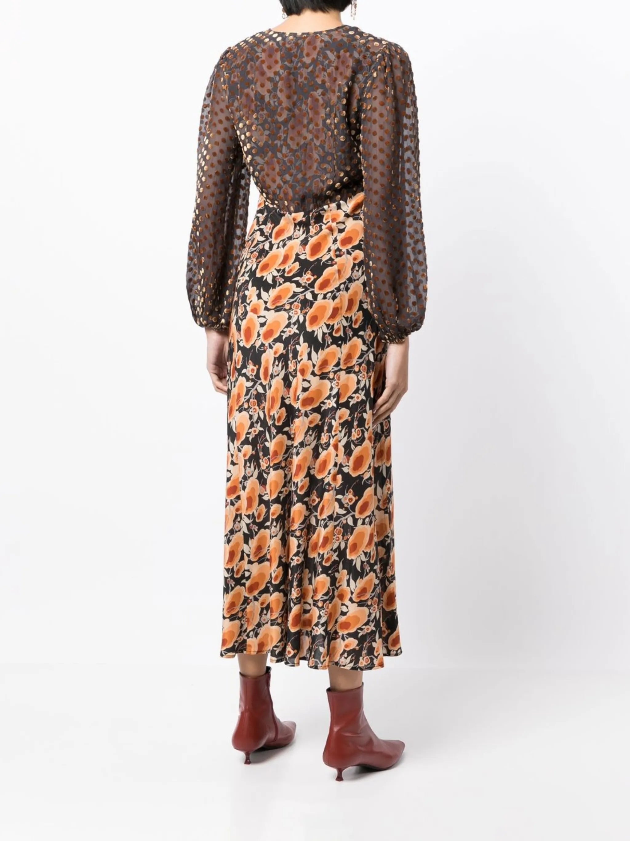 panelled floral-print dress