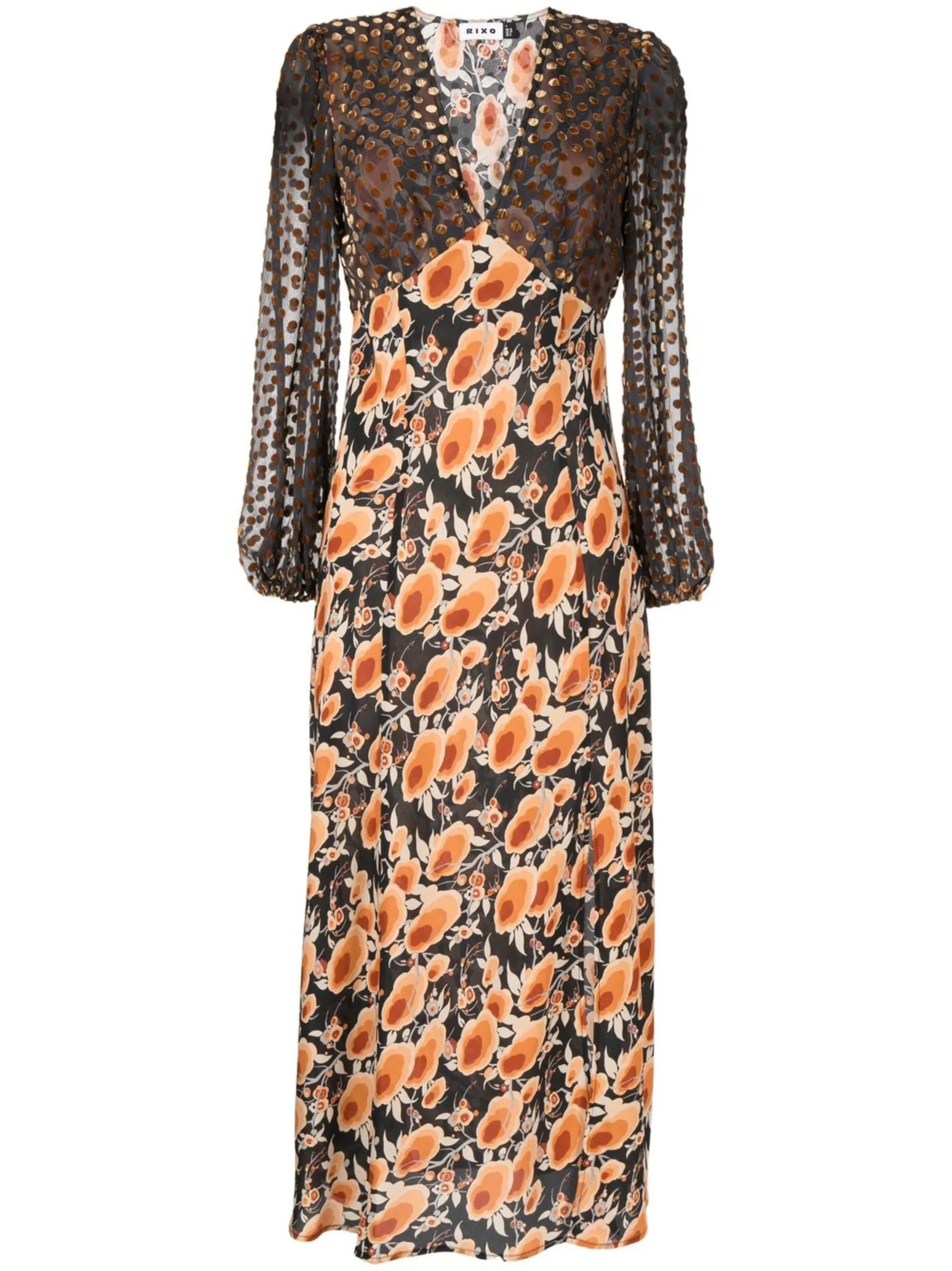 panelled floral-print dress