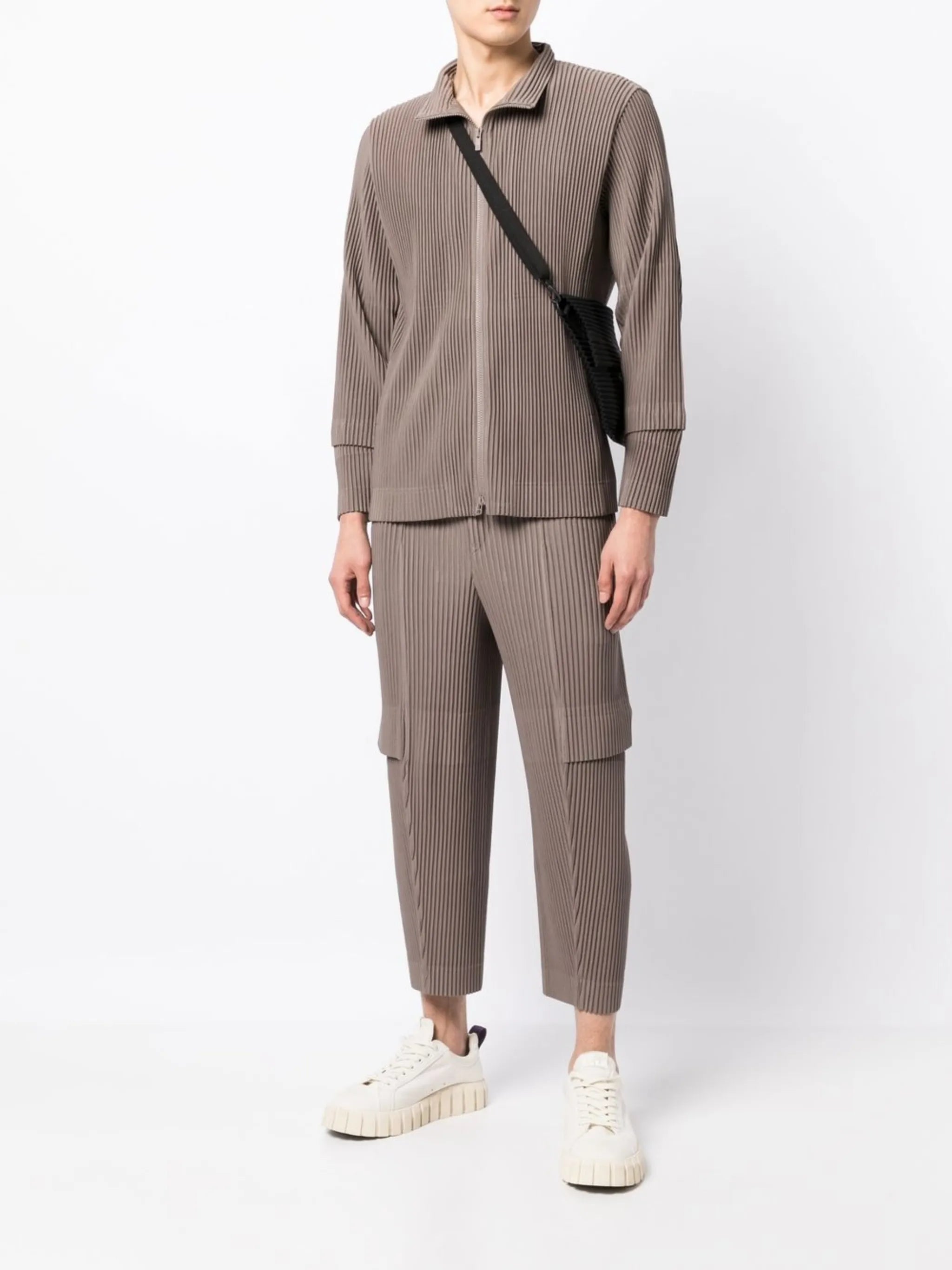 pleated zip-up jacket