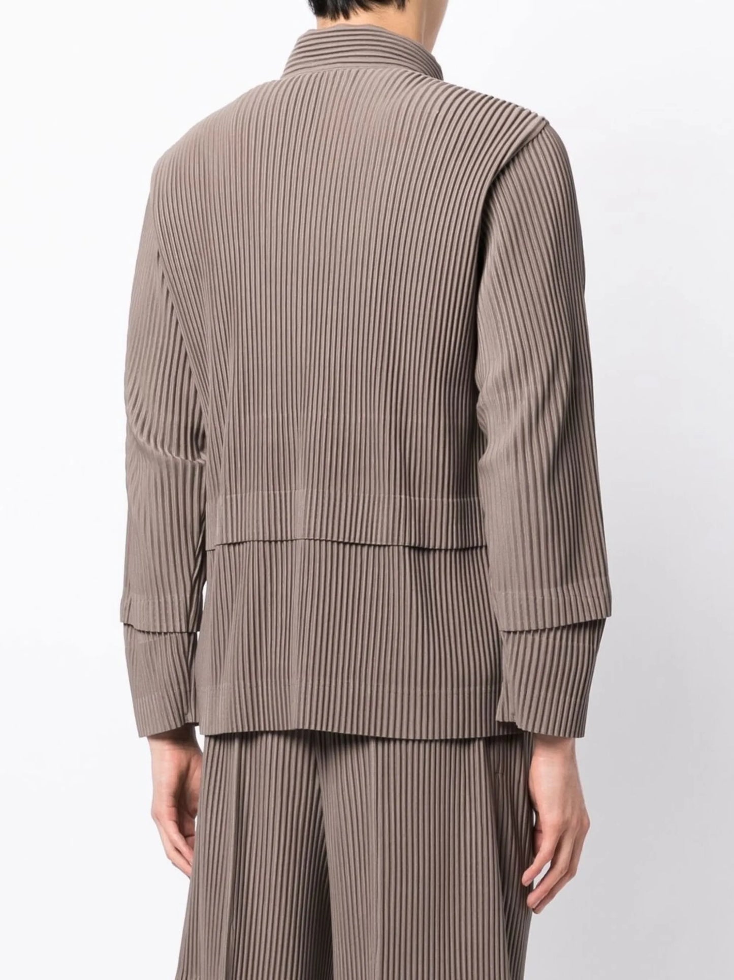 pleated zip-up jacket