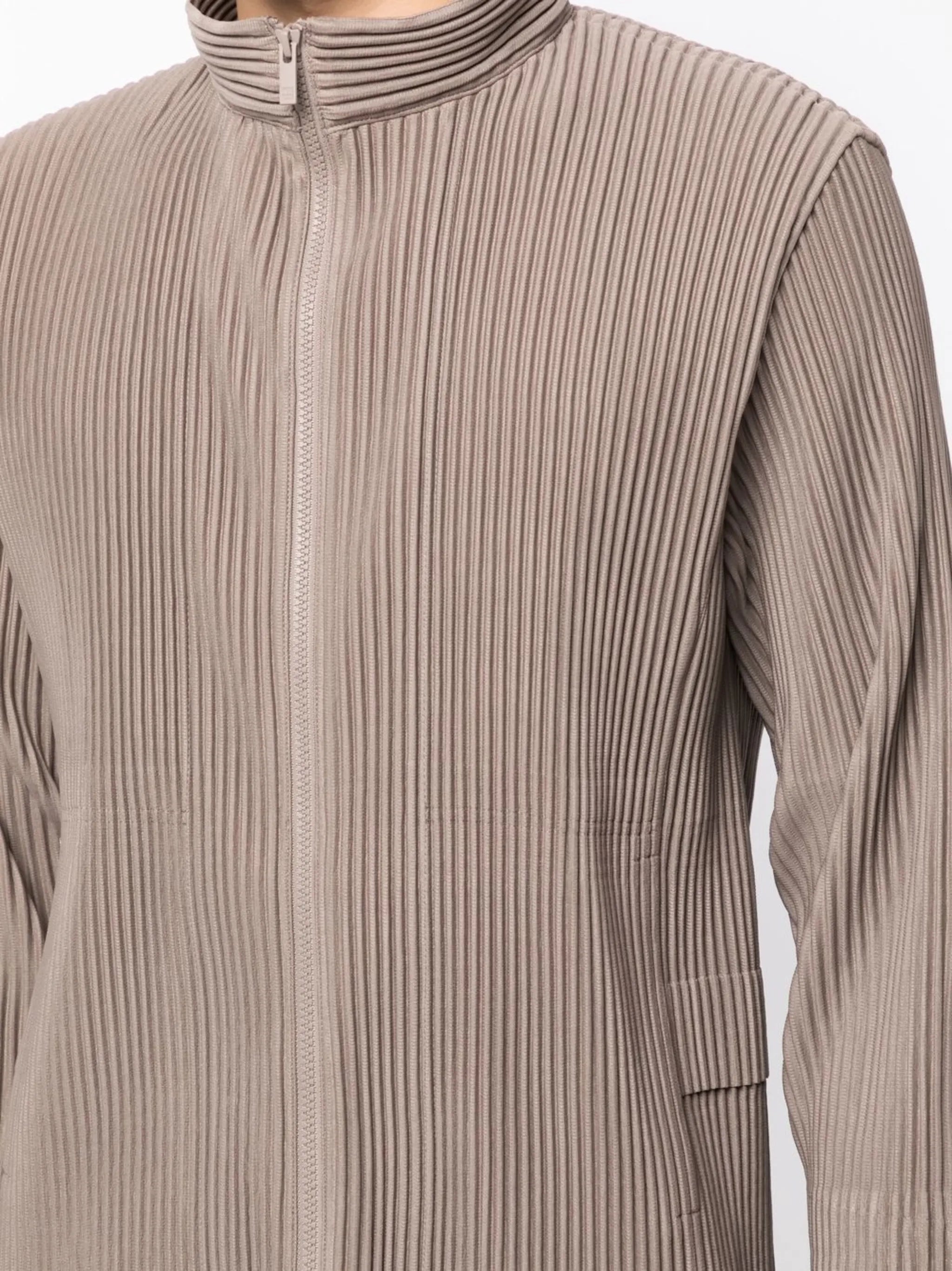 pleated zip-up jacket