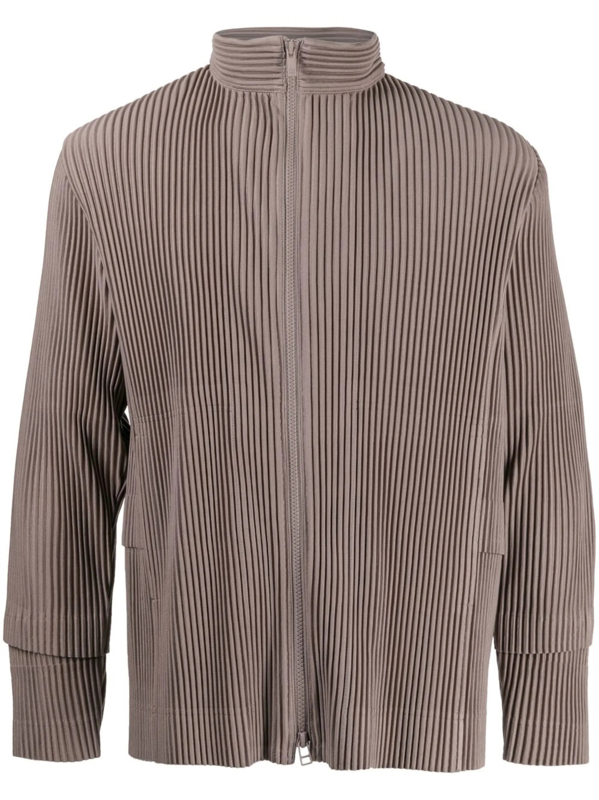 pleated zip-up jacket