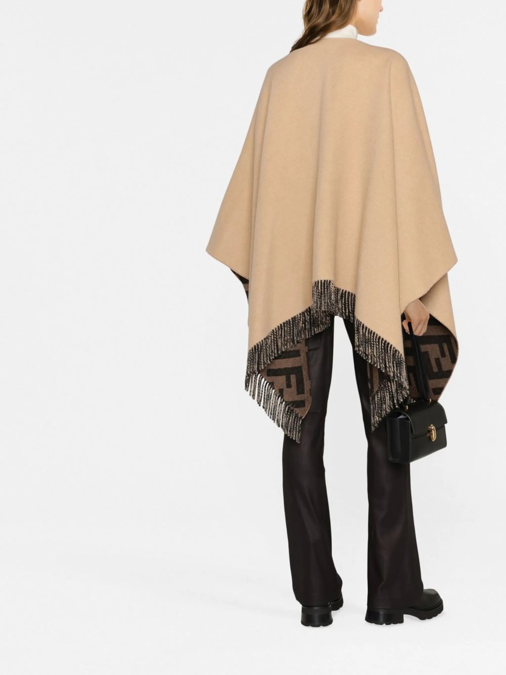 FF logo-print knitted poncho