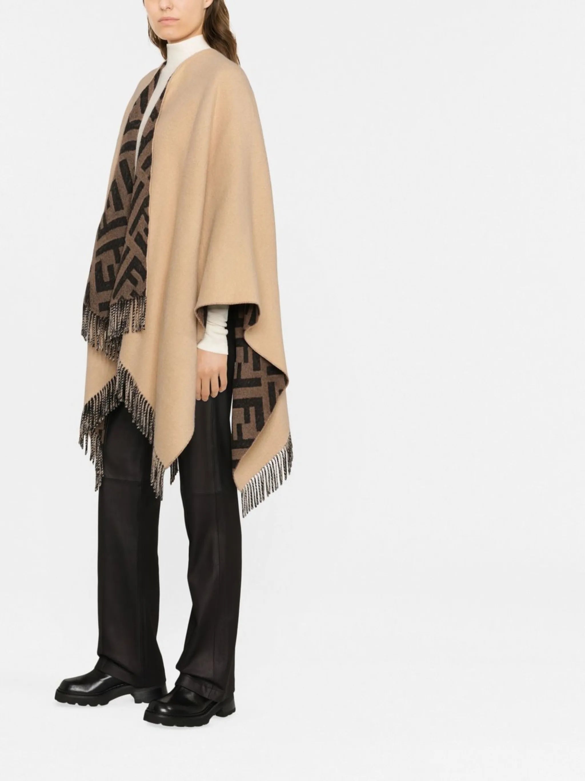 FF logo-print knitted poncho