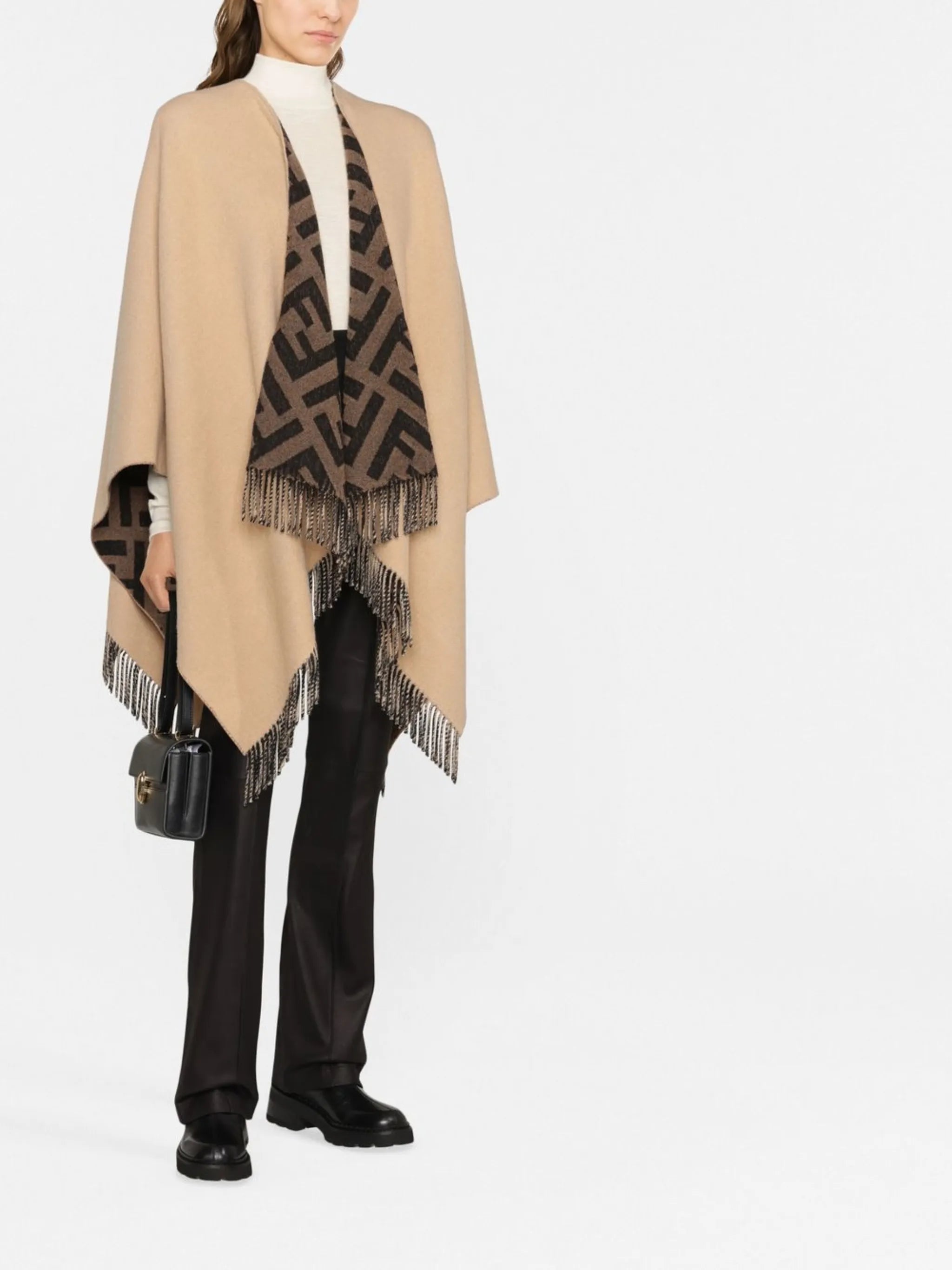 FF logo-print knitted poncho