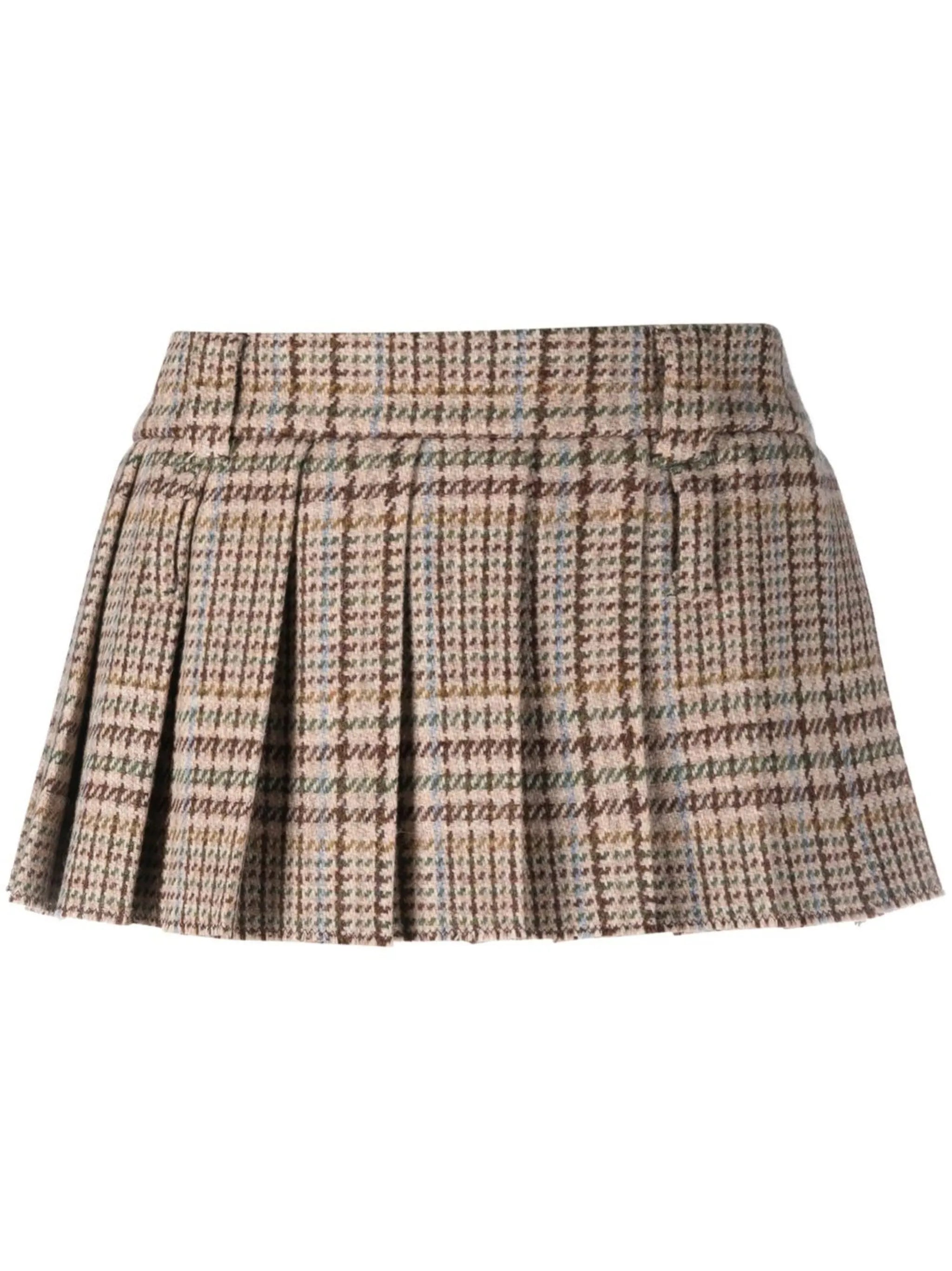 check-pattern pleated skirt