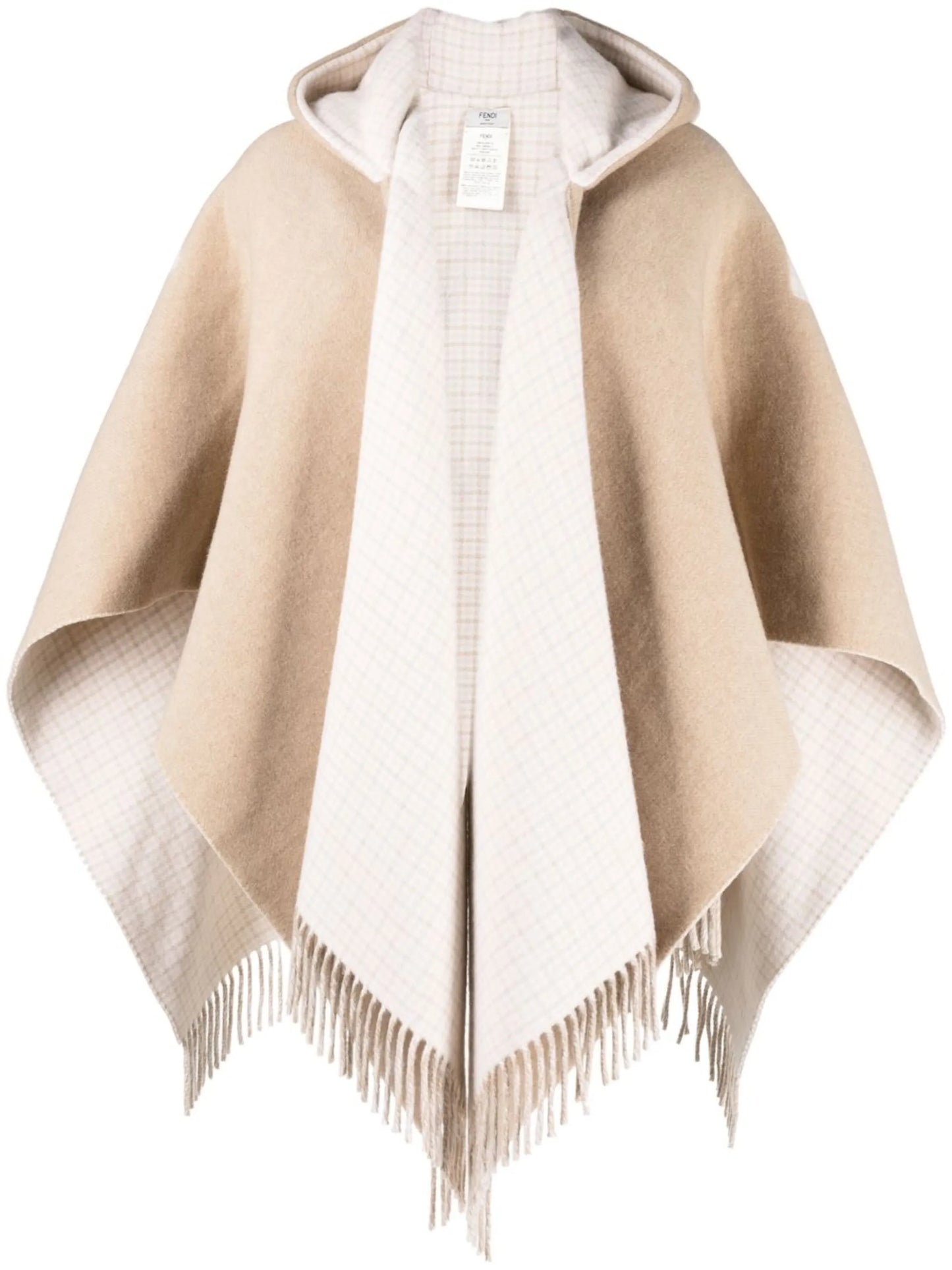 jacquard fringed hooded cape