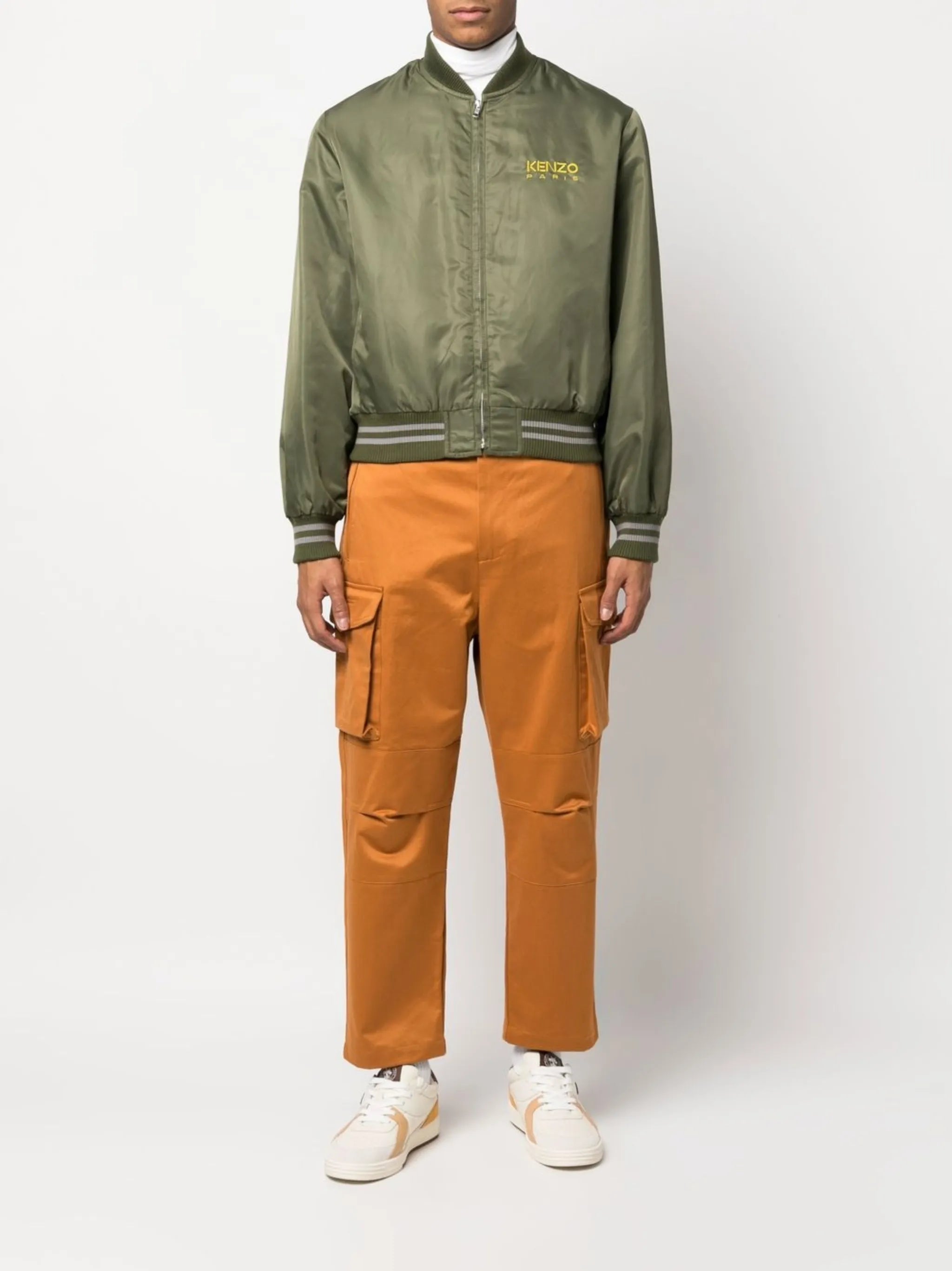 embroidered-logo bomber jacket