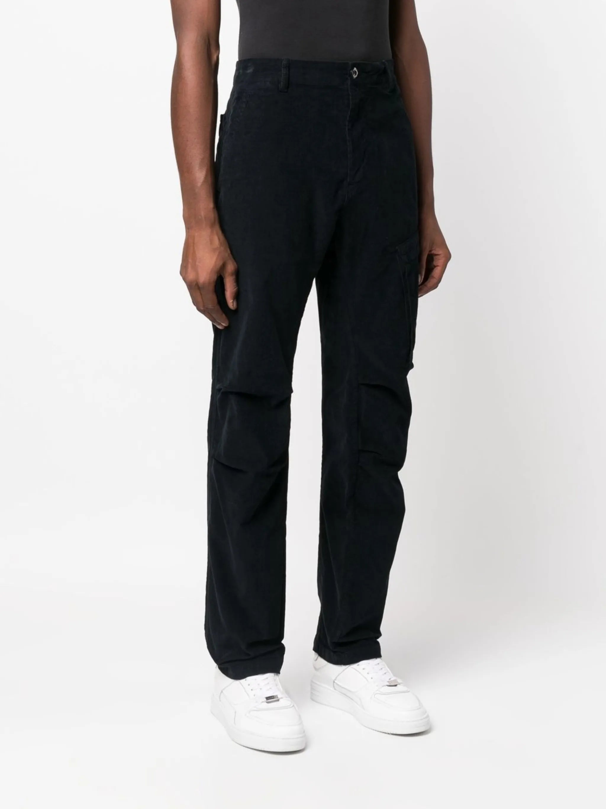 Lens-detail corduroy cargo trousers