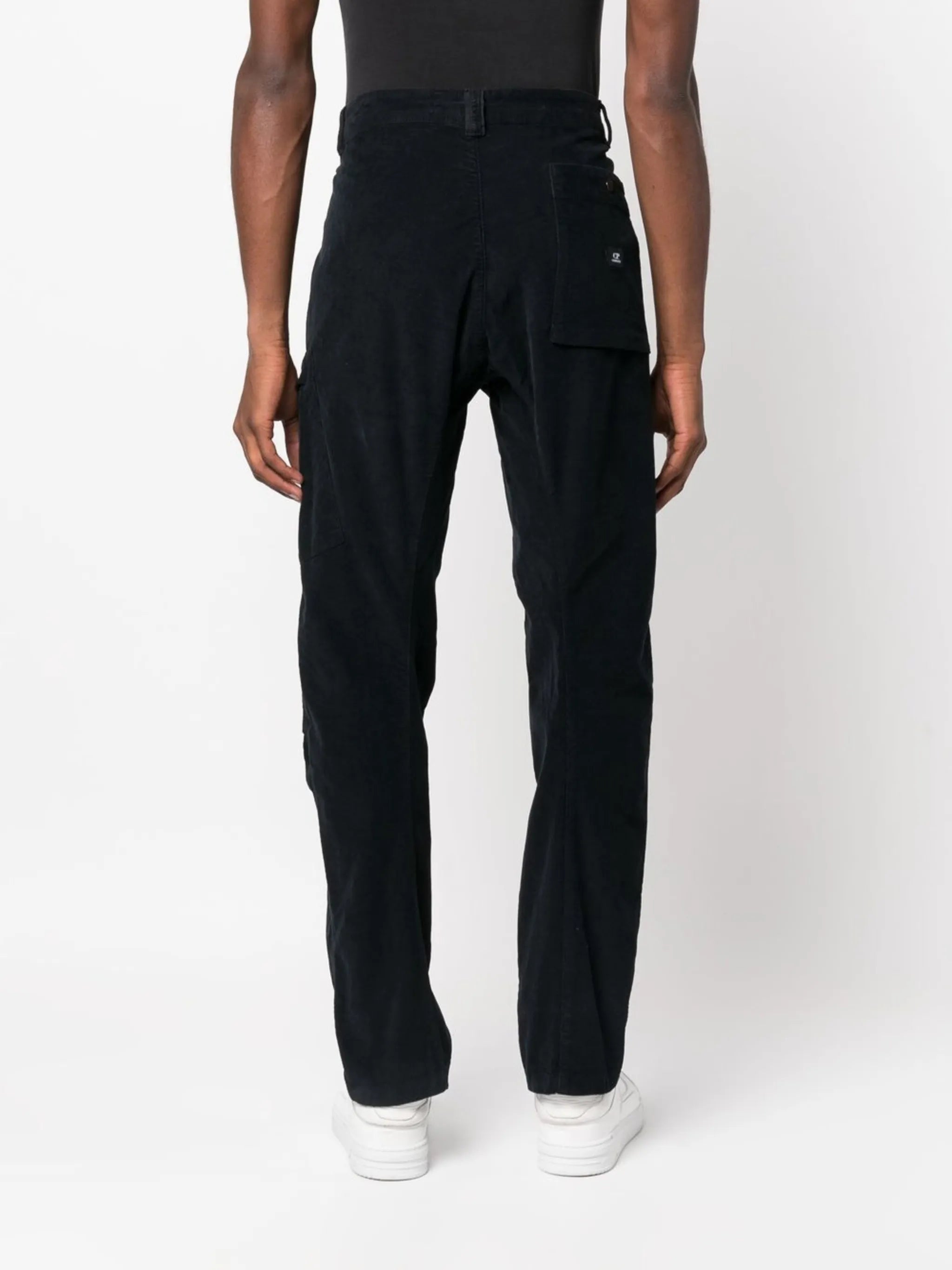 Lens-detail corduroy cargo trousers