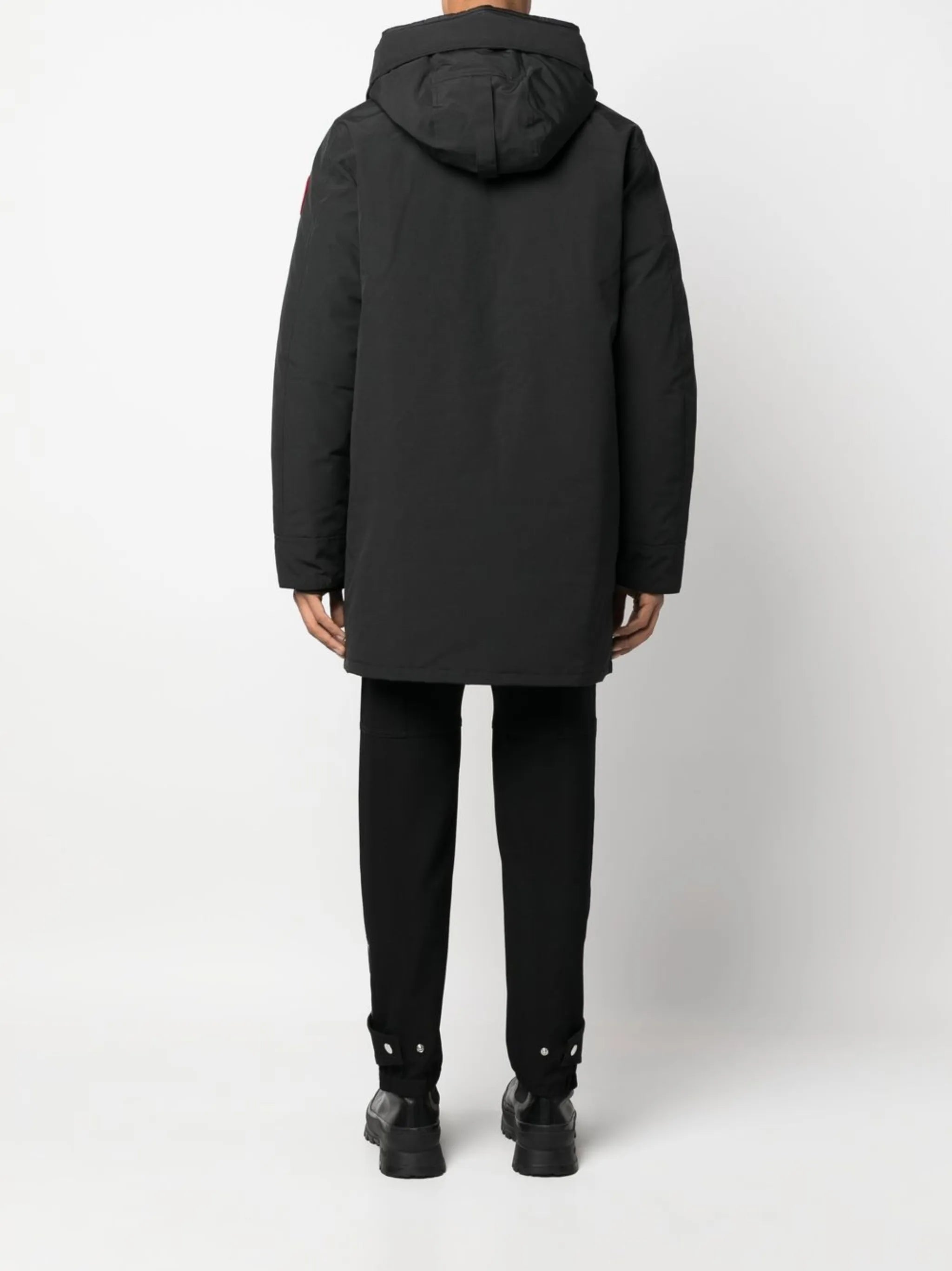 Langford hooded logo-patch coat