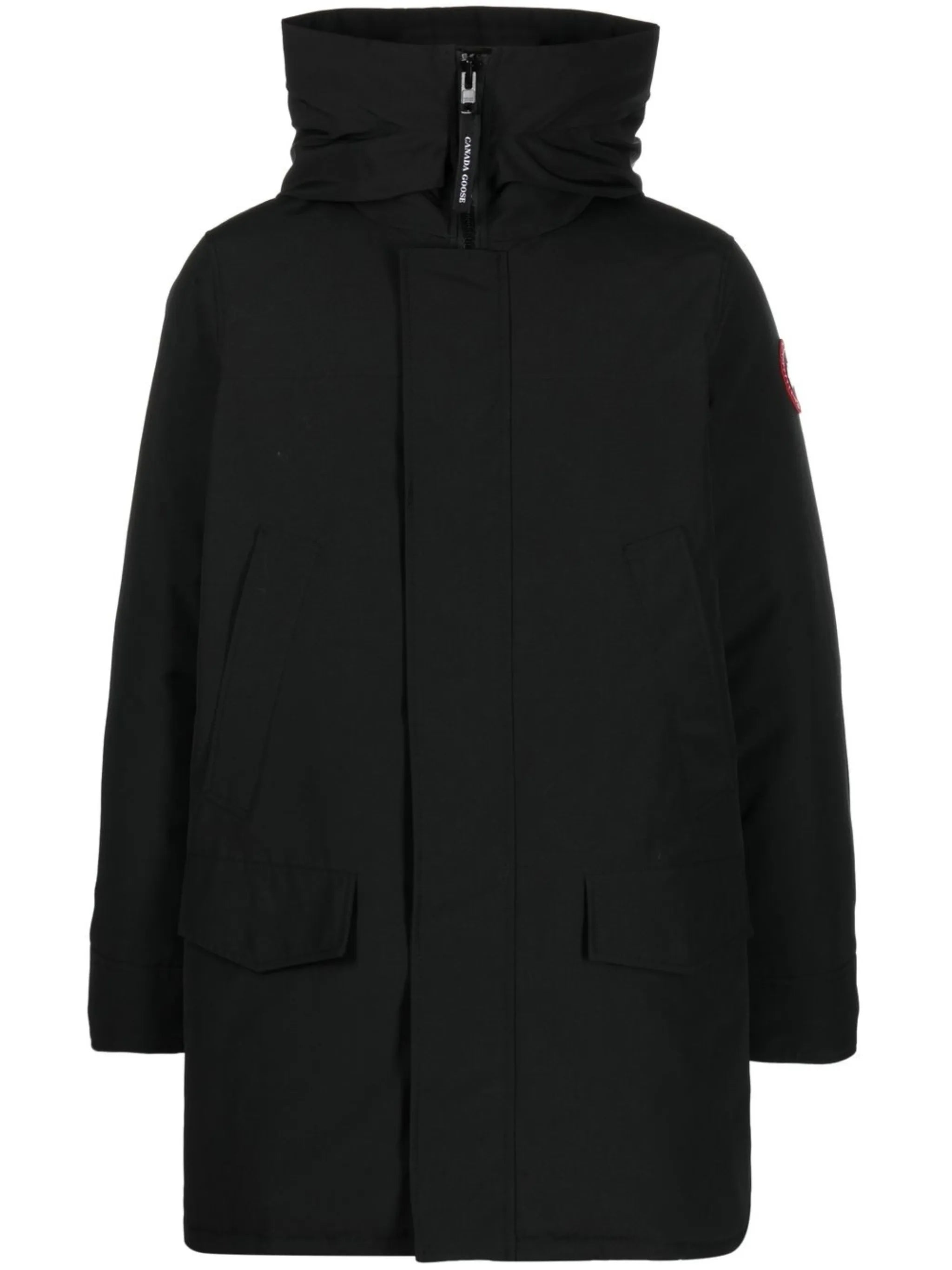 Langford hooded logo-patch coat