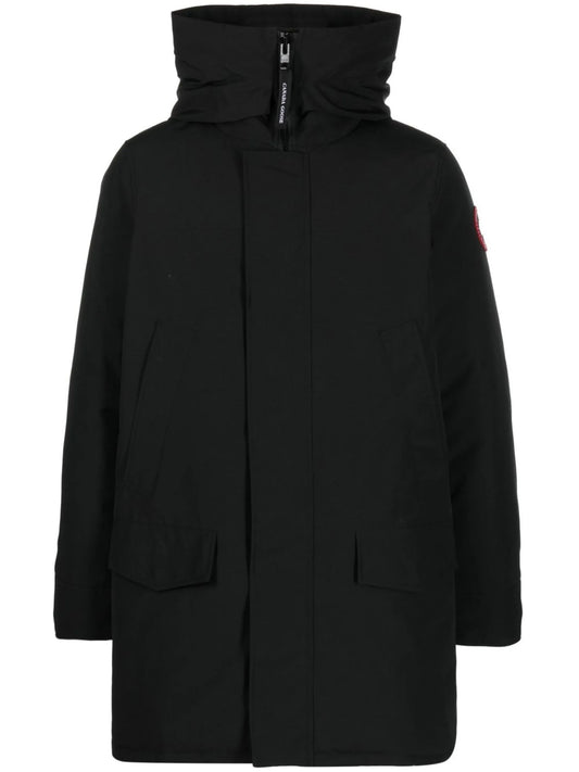 Langford hooded logo-patch coat