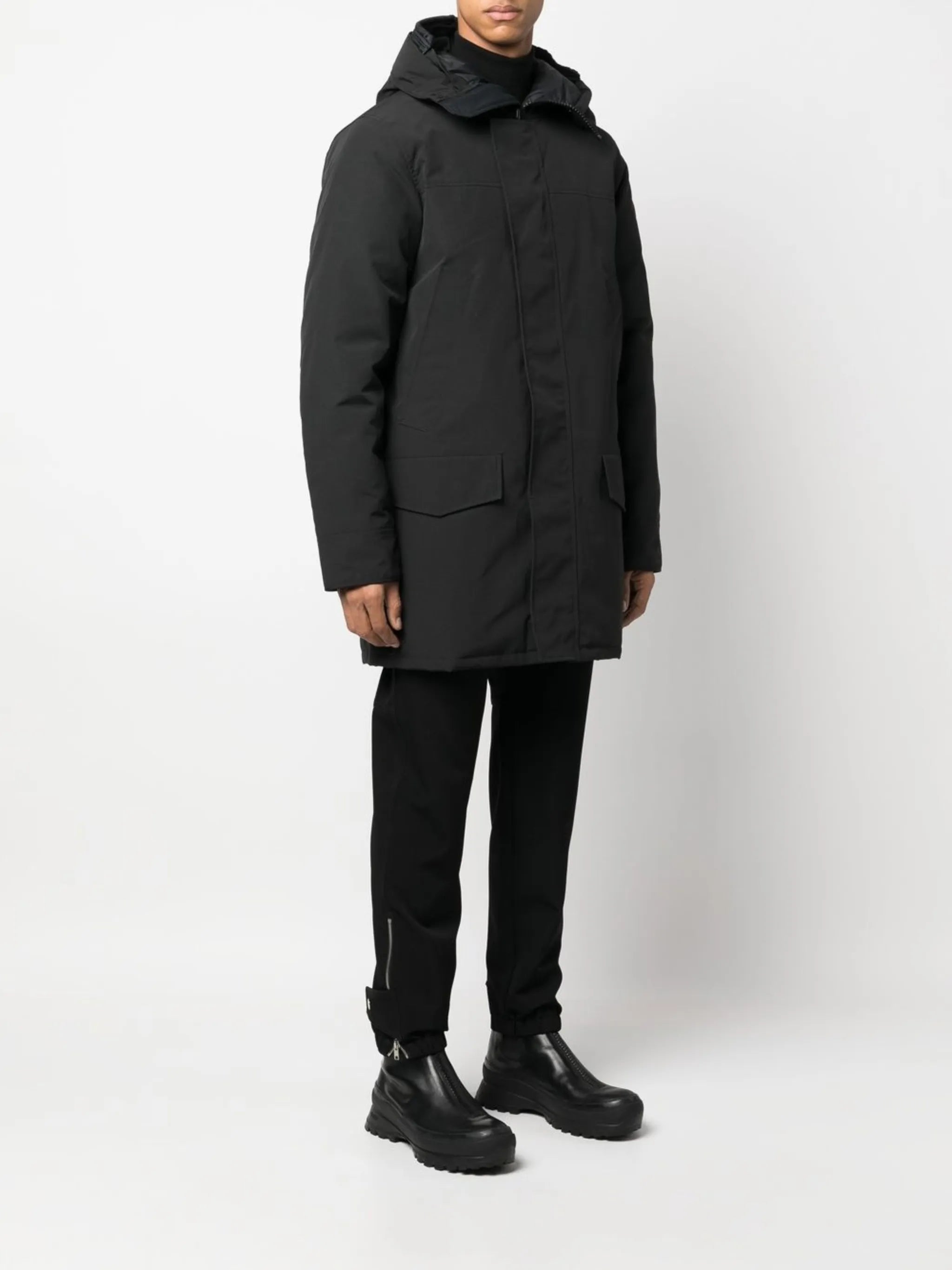 Langford hooded logo-patch coat